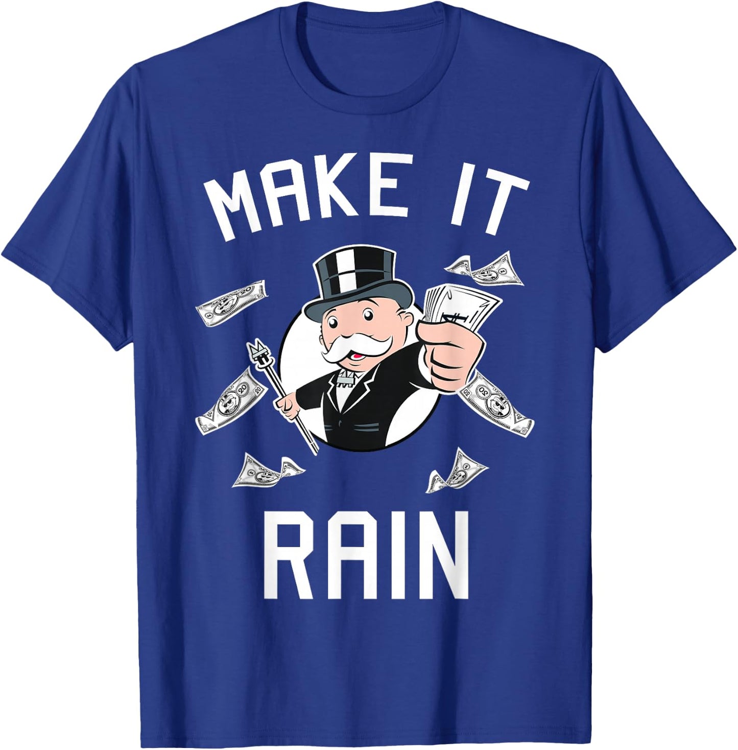 Monopoly Man Make It Rain Logo Portrait Small T-Shirt - T-Shirt | Royal