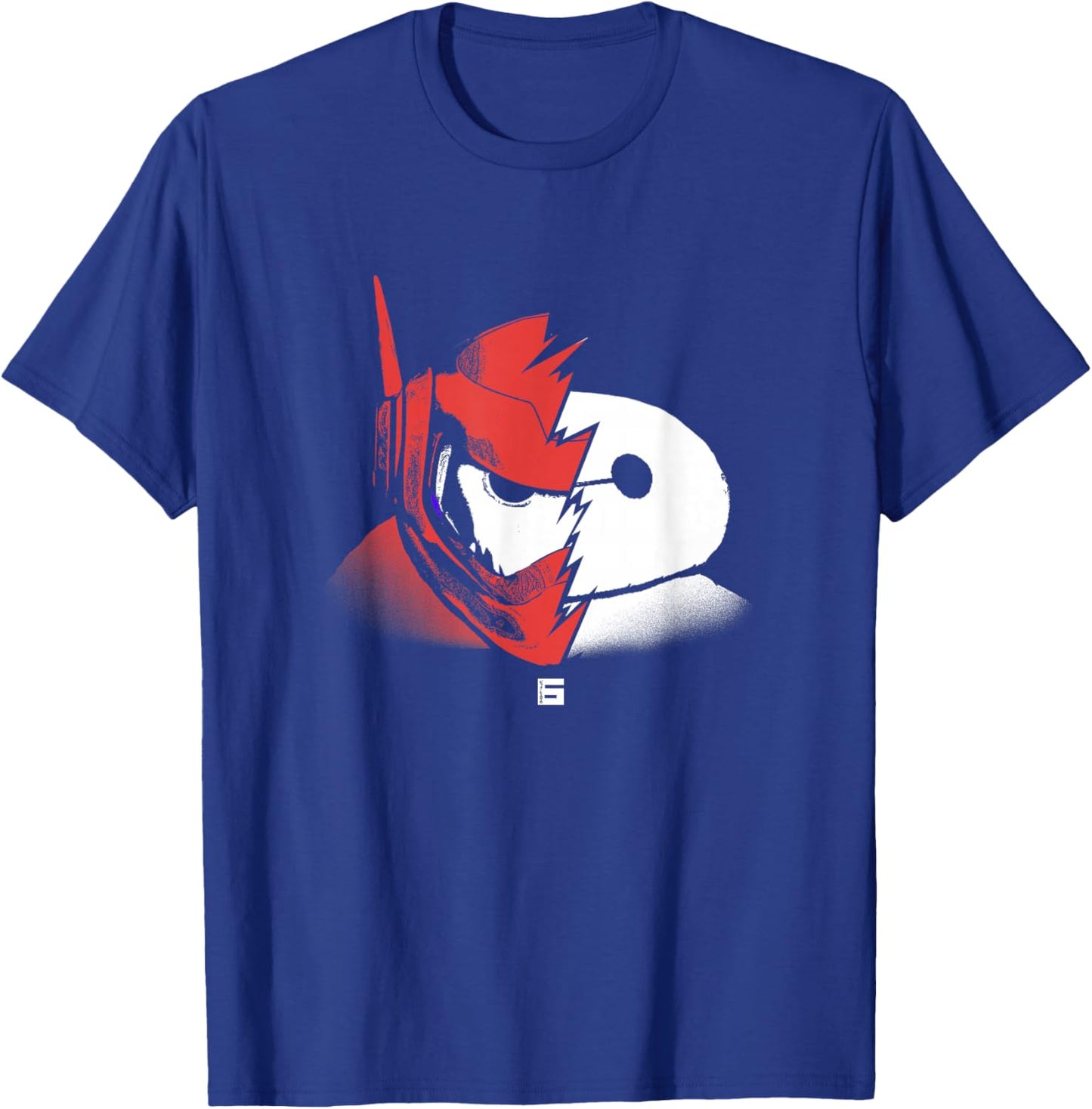Disney Big Hero 6 Baymax Split Face Epic Shot Distressed T-Shirt - T-Shirt | Royal