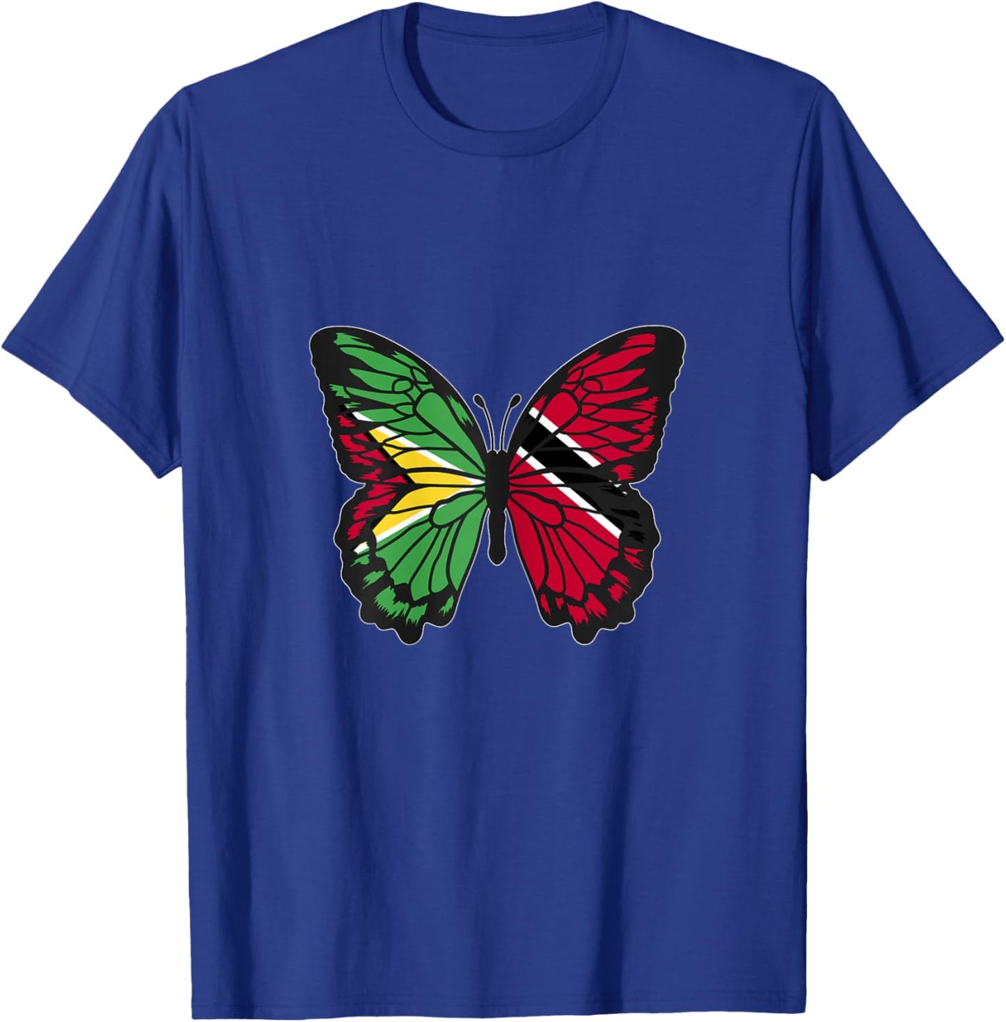 Guyana and Trinidad Mix Butterfly Half Guyanese Trinidadian T-Shirt - T-Shirt | Royal