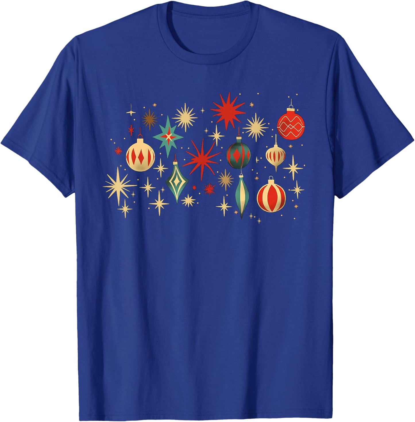 Retro Merry and Bright Mid-Century Modern Christmas Ornament T-Shirt - T-Shirt | Royal