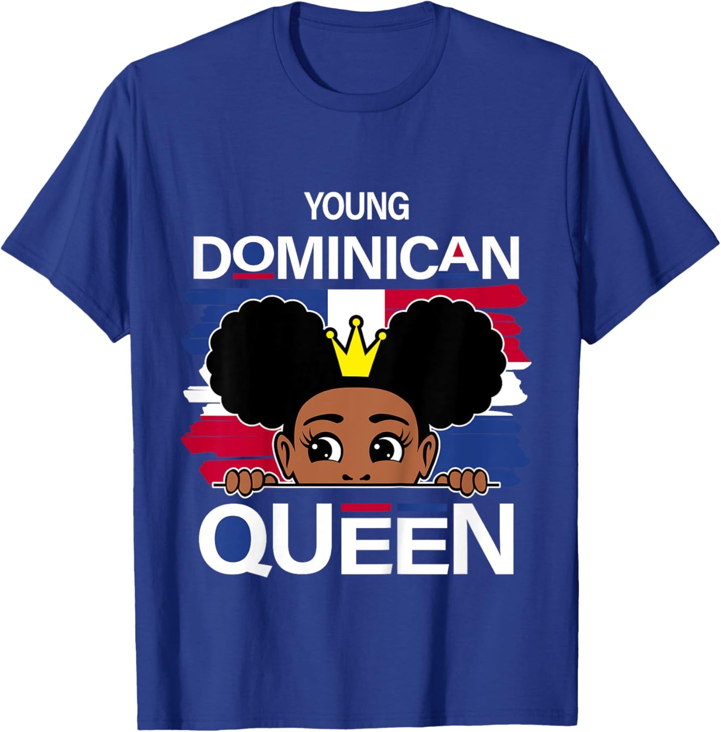Kids Young Dominican Queen Dominican Flag Cute Dominicana Gir T-Shirt - T-Shirt | Royal