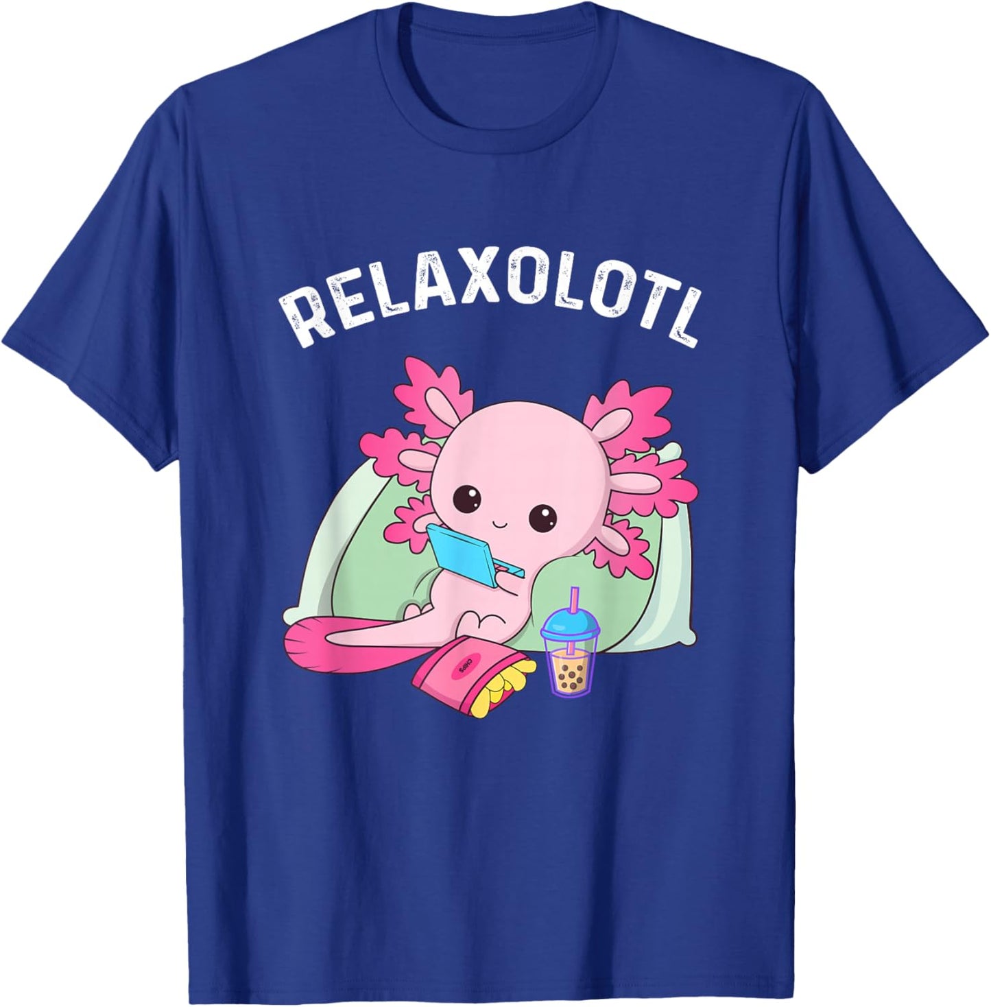 Cute Axolotl Lover Mexican Salamander Relaxolotl T-Shirt - T-Shirt | Royal