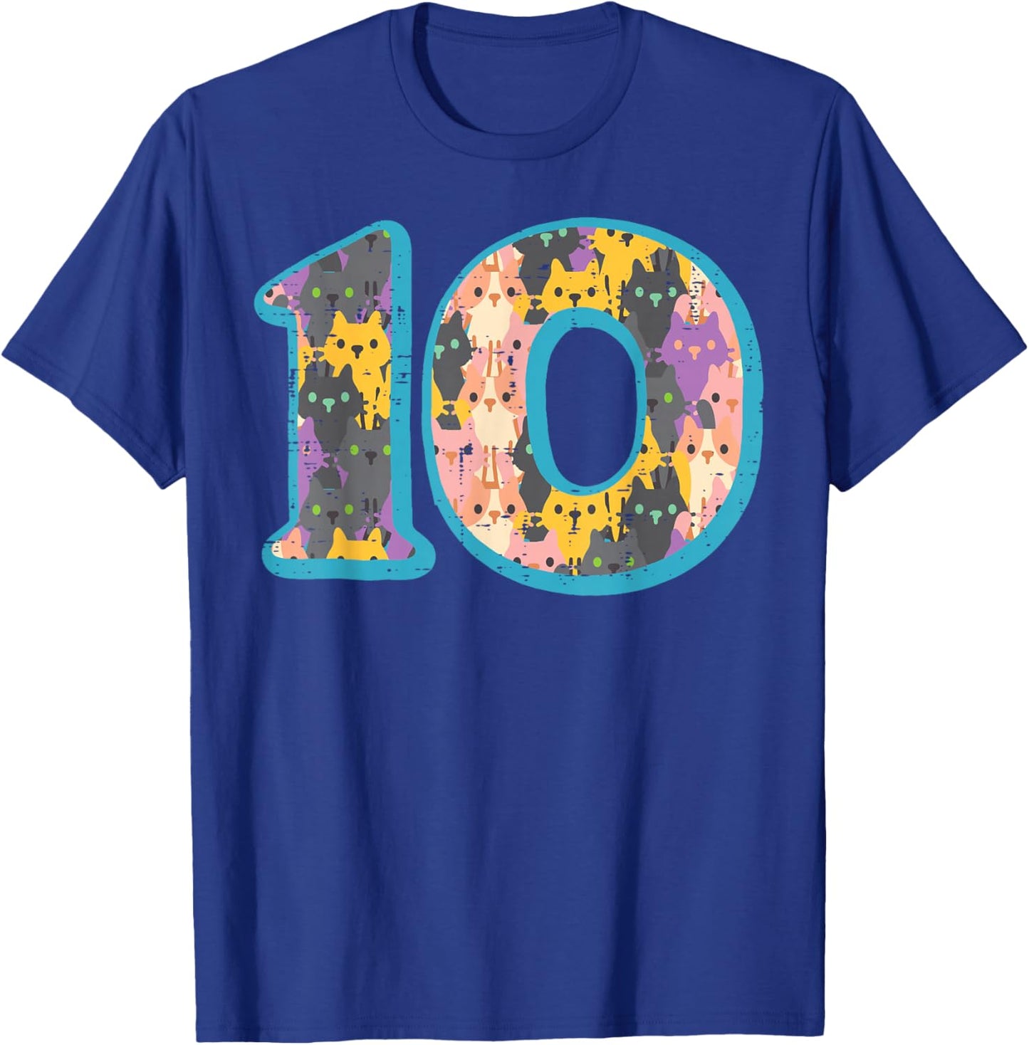 10th Birthday Cats Inside Number 10 Cute Bday Girls Boys T-Shirt - T-Shirt | Royal