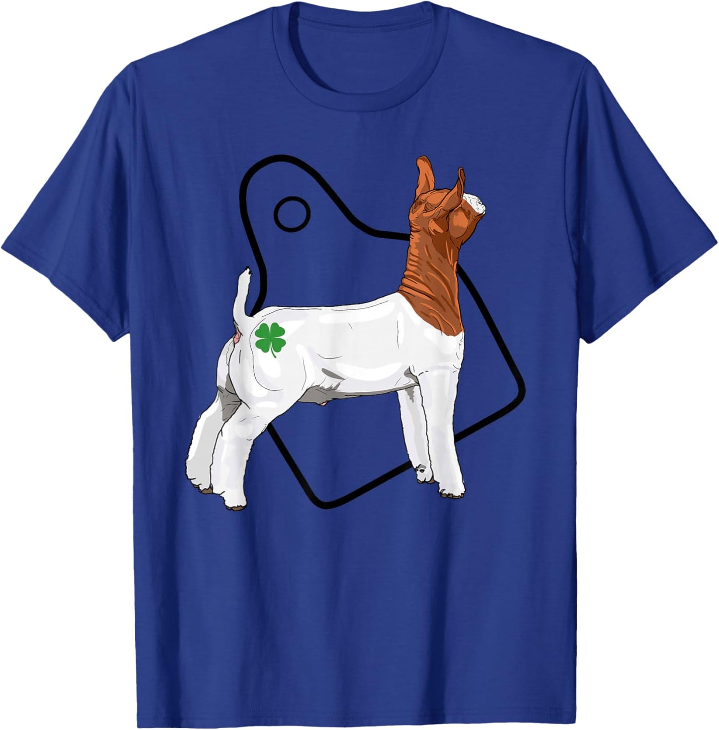 Show Market Wether Boer Goat Four Leaf Clover and Eartag T-Shirt - T-Shirt | Royal