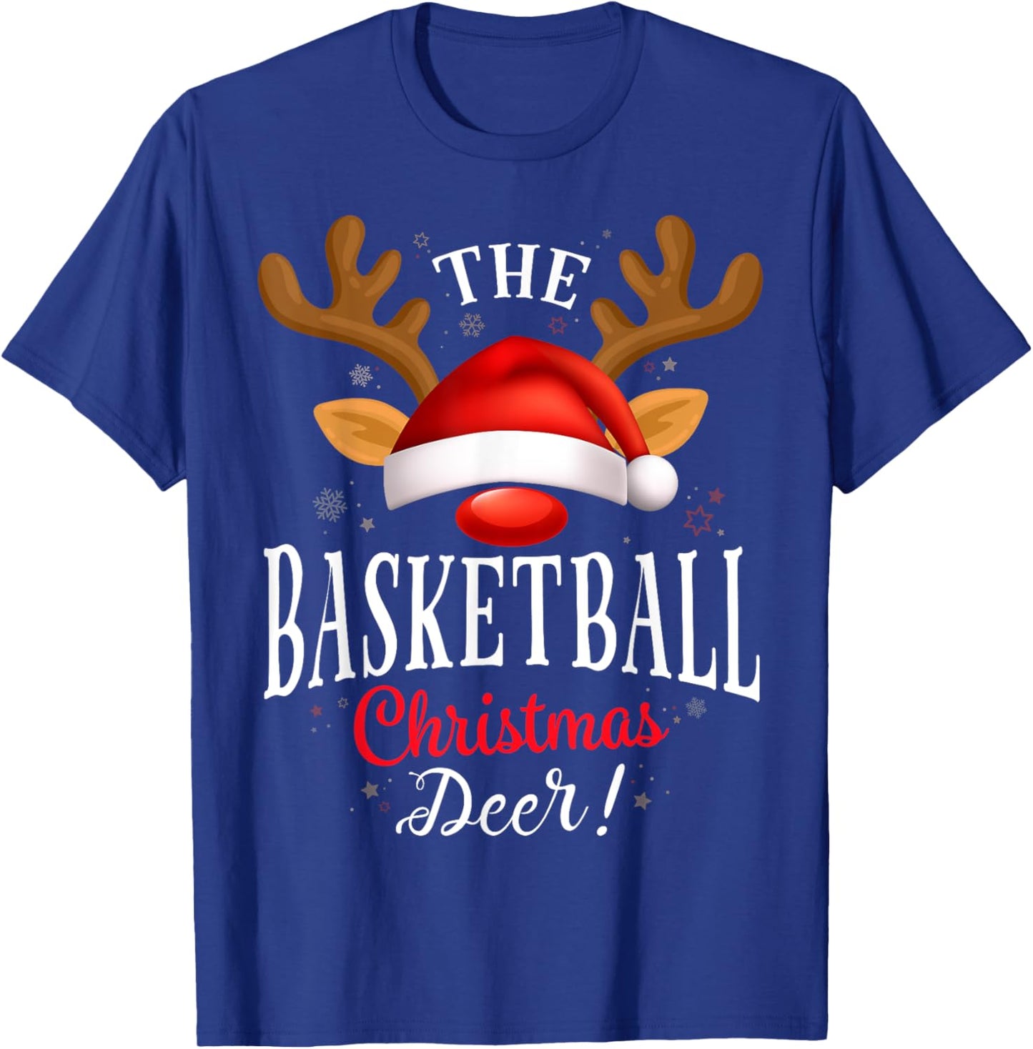 Basketball Christmas Deer PJS Xmas Family Matching T-Shirt - T-Shirt | Royal