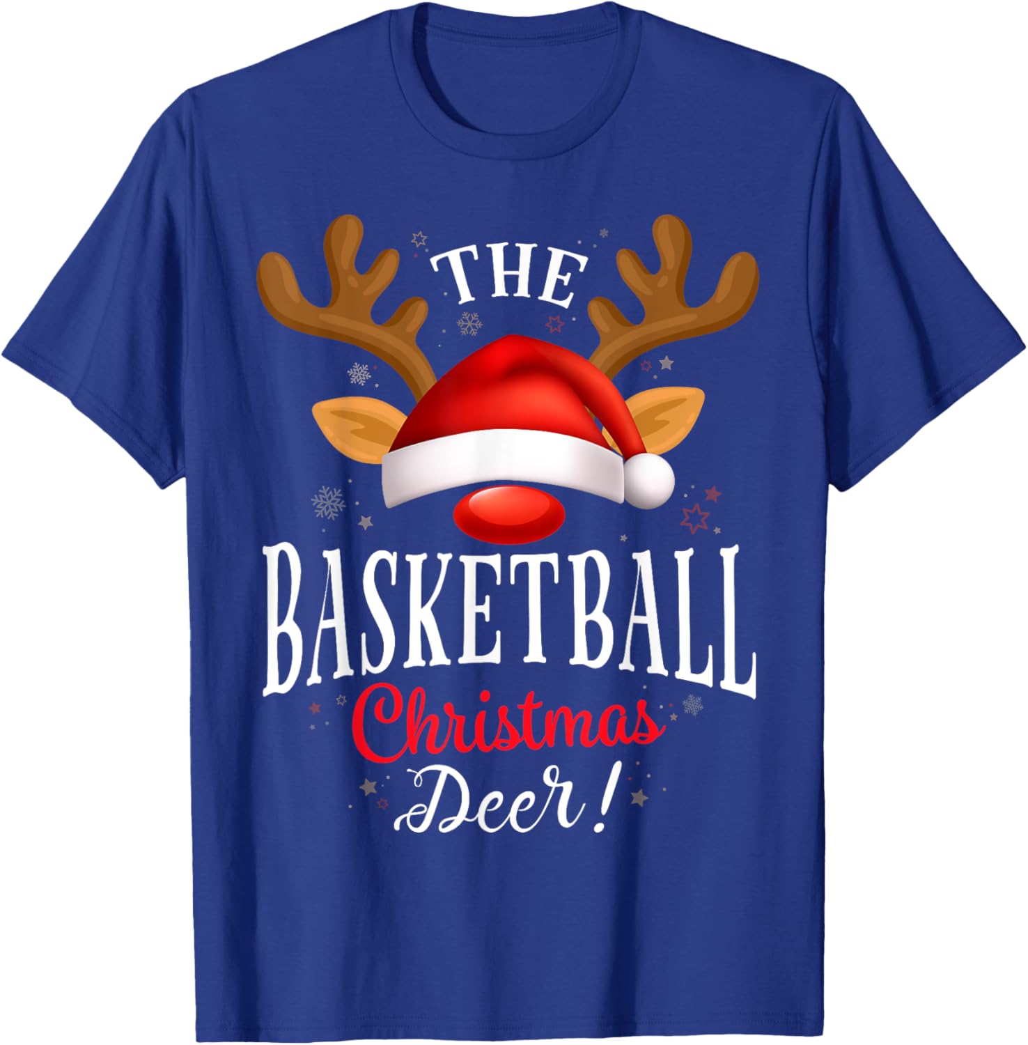 Basketball Christmas Deer PJS Xmas Family Matching T-Shirt - T-Shirt | Royal