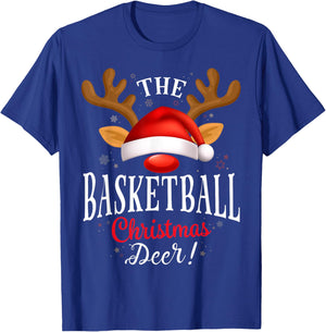 Basketball Christmas Deer PJS Xmas Family Matching T-Shirt - T-Shirt | Royal