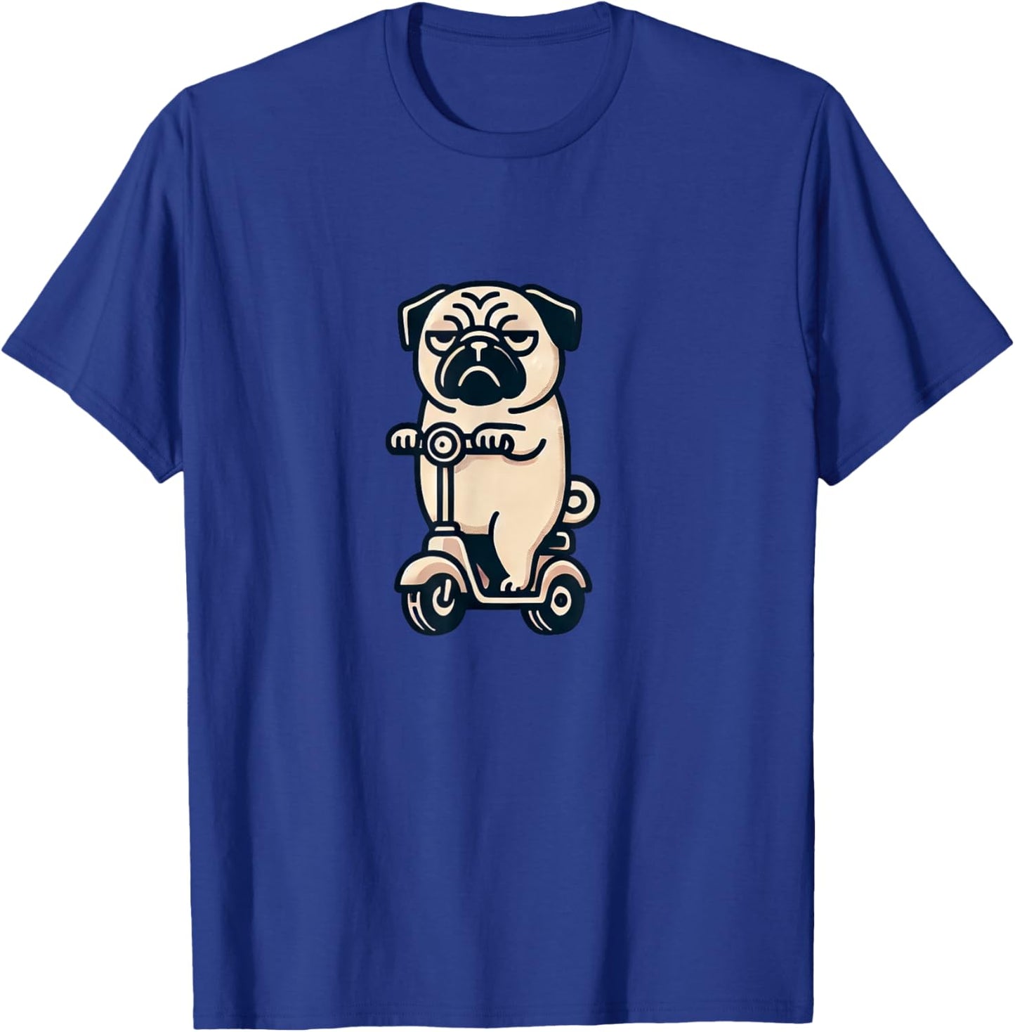 Lustiger gelangweilter Mops auf Roller T-Shirt - T-Shirt | Royal