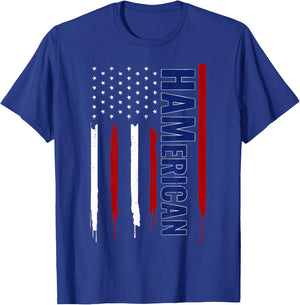 Funny Amateur Ham Radio 4th July USA Flag Patriotic Nerd T-Shirt - T-Shirt | Royal