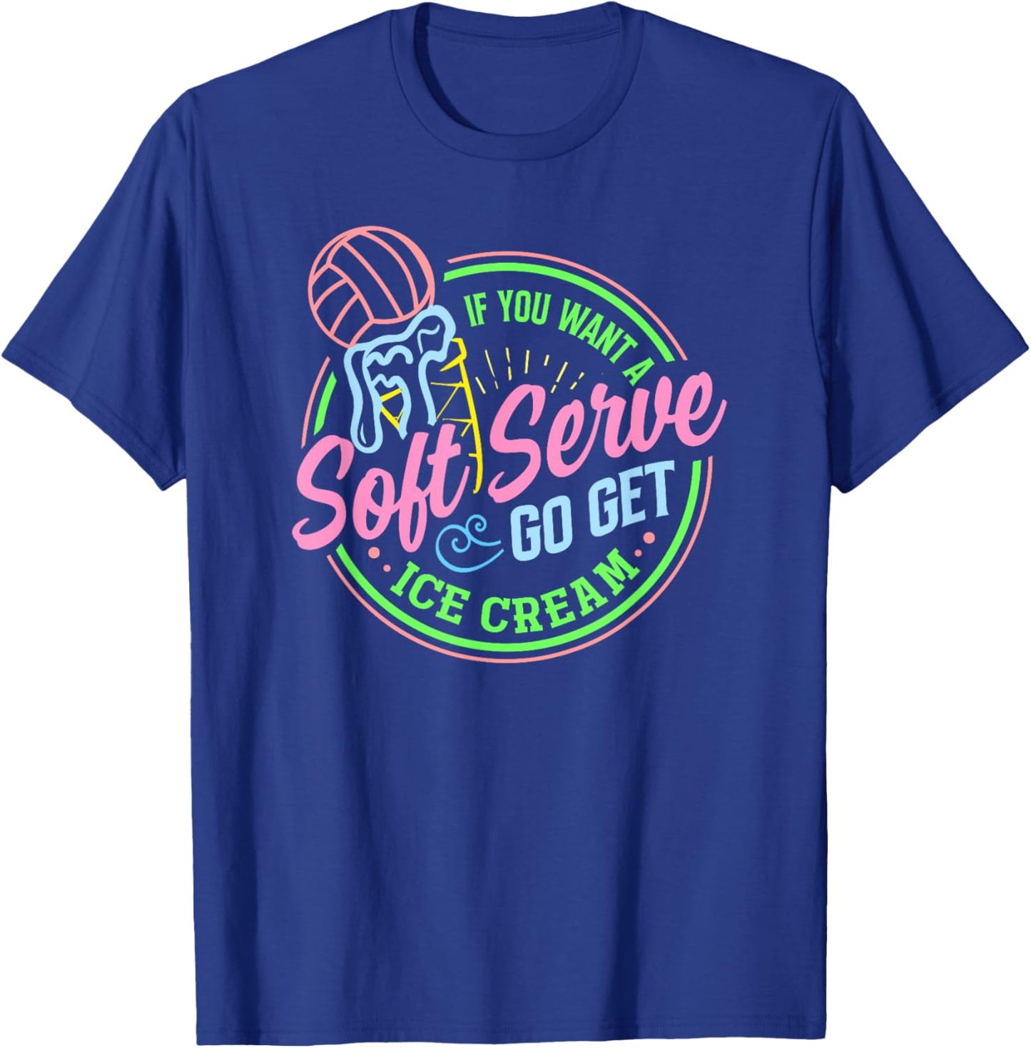 Volleyball Soft Serve Get Ice Cream Funny Player Women Kids T-Shirt - T-Shirt | Royal