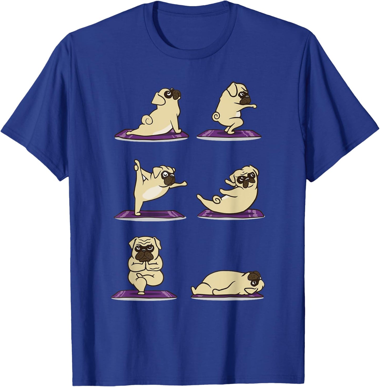 Funny Pug doing Yoga Exercises Asanas T-Shirt - T-Shirt | Royal