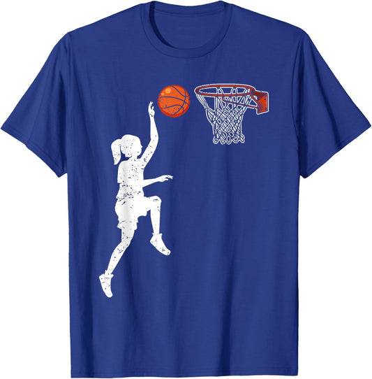 Basketball Girl Woman T-Shirt - T-Shirt | Royal