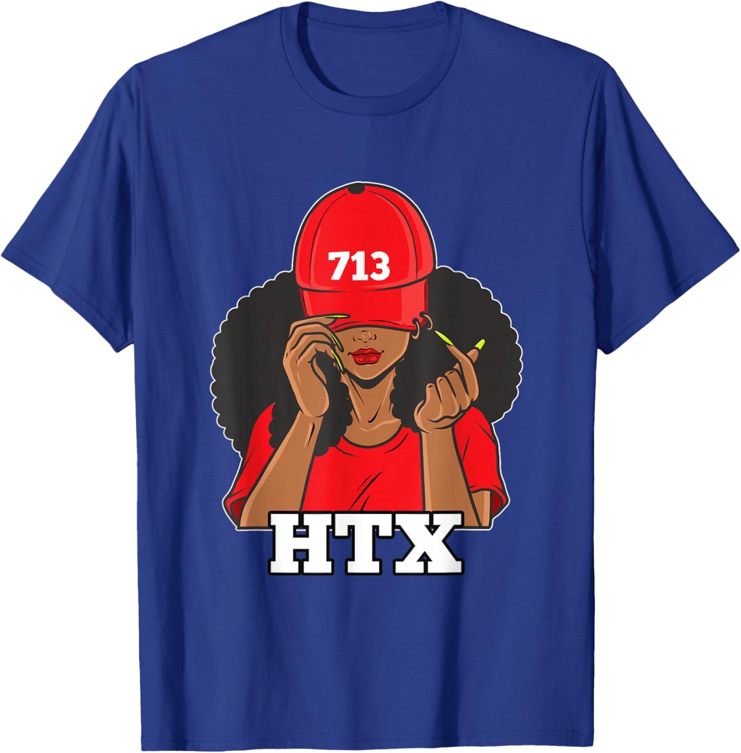 713 Houston Texas Black Woman Afro Puffs T-Shirt - T-Shirt | Royal