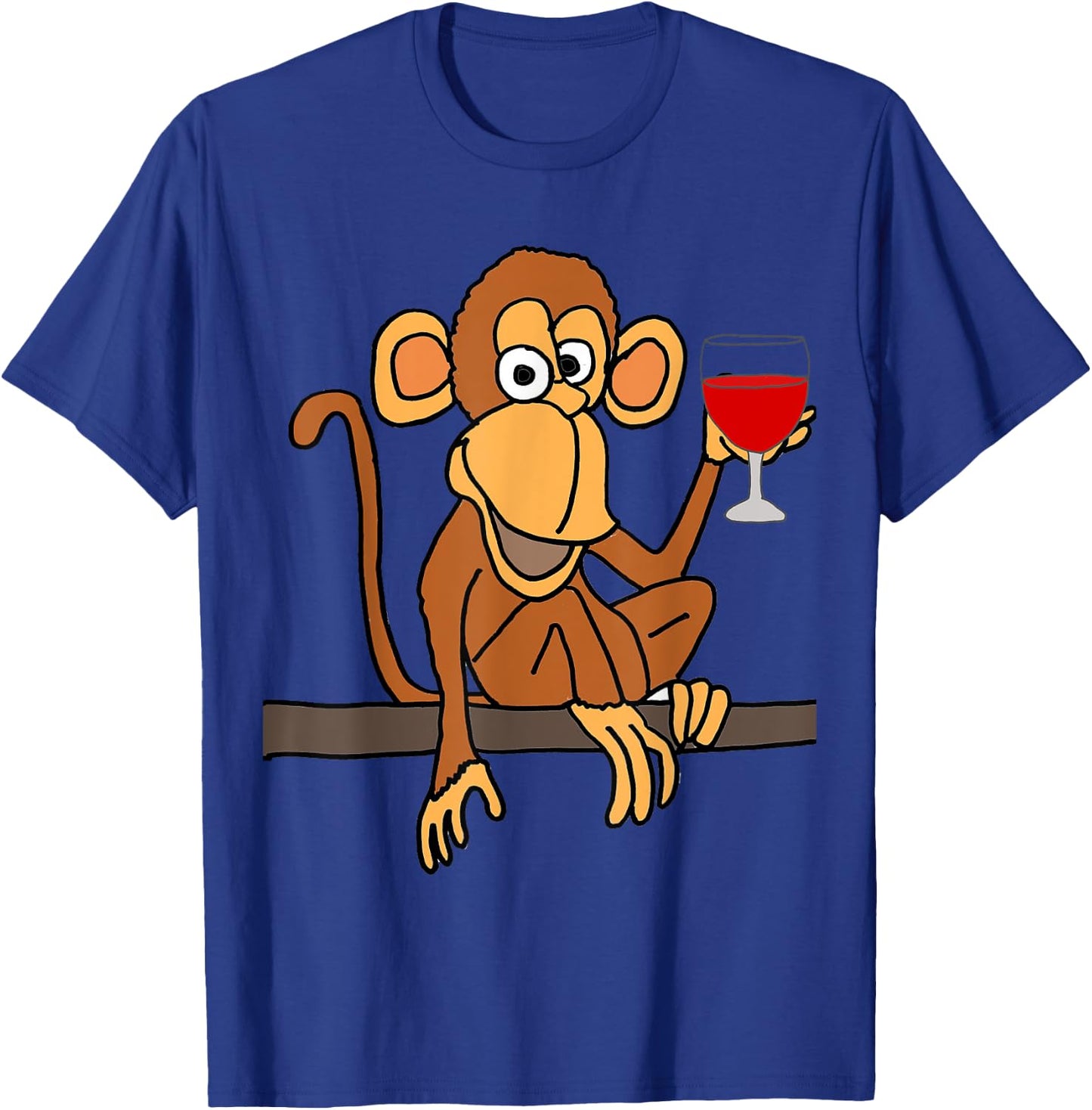 Smilealotteesa Funny Monkey Drinking Wine Cartoon T-Shirt - T-Shirt | Royal