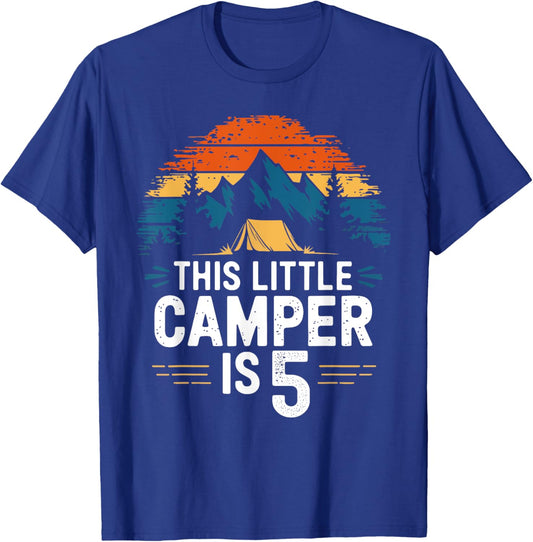 5th Birthday Camping Shirt for 5 Year Old Kids Camping Party T-Shirt - T-Shirt | Royal