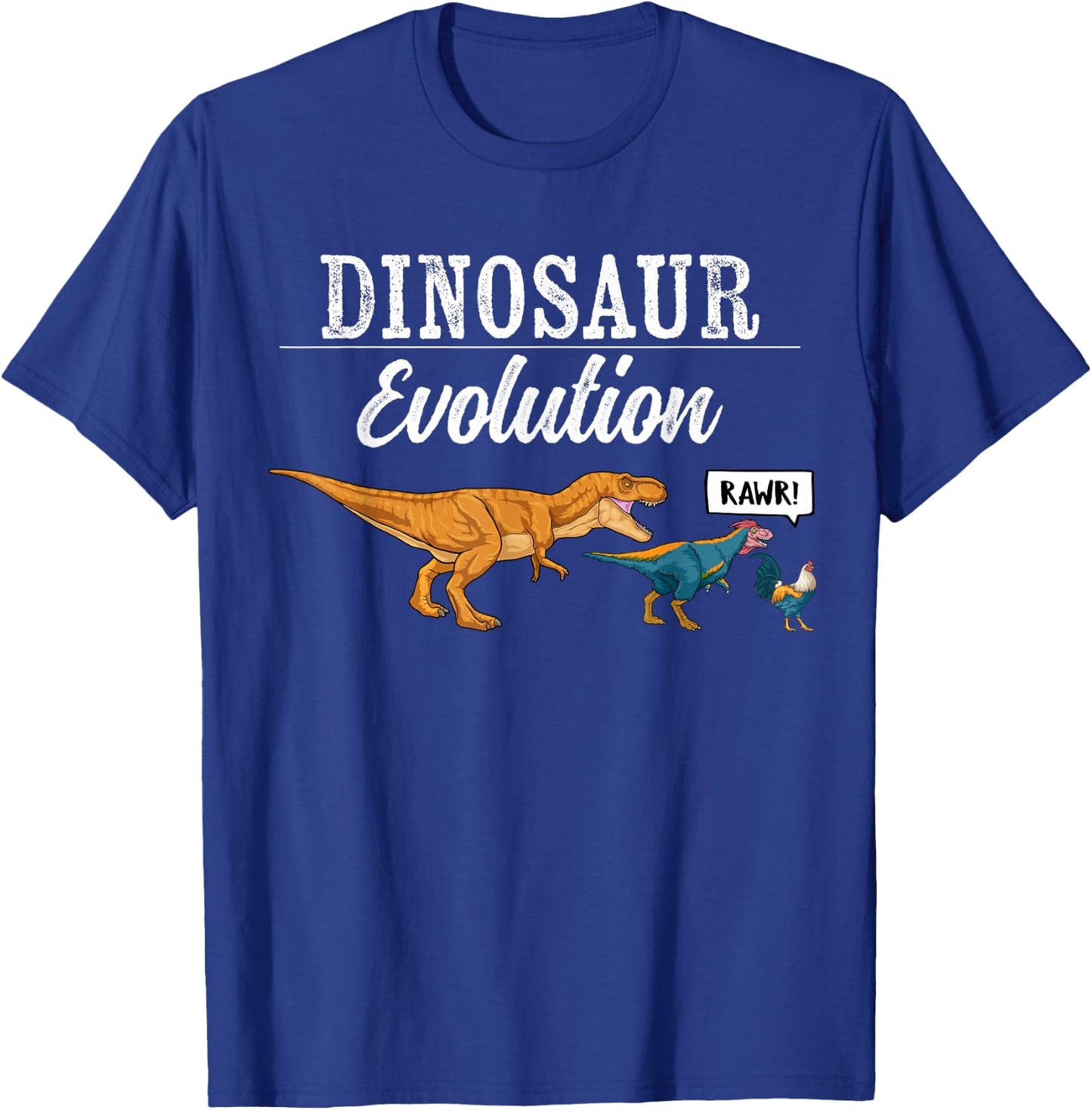 GoshWow Dinosaur Evolution T Rex Chicken Funny Pre Historic Animal - -Adults, Kids - Black - Short Sleeve - Small T-Shirt - T-Shirt | Royal