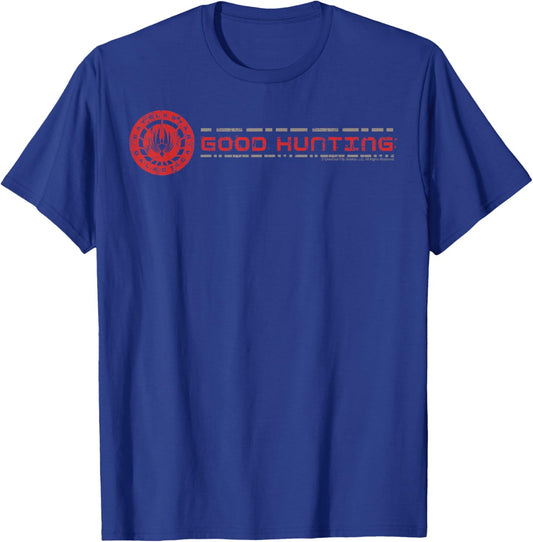 Battlestar Galactica Good Hunting Logo , Black, S T-Shirt - T-Shirt | Royal