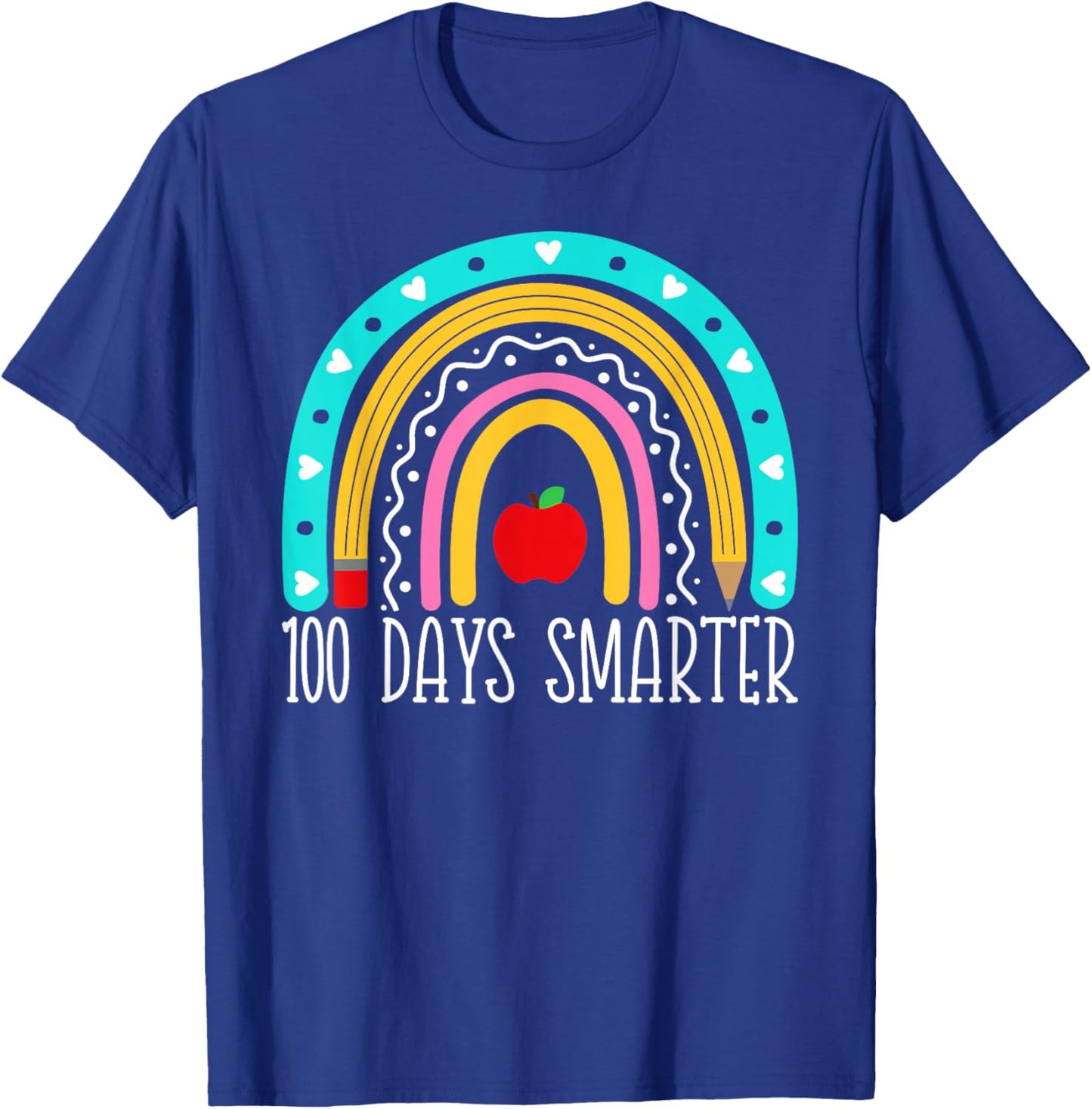 100 Days Smarter Kids Rainbow 100th Day Of School Teacher T-Shirt - T-Shirt | Royal