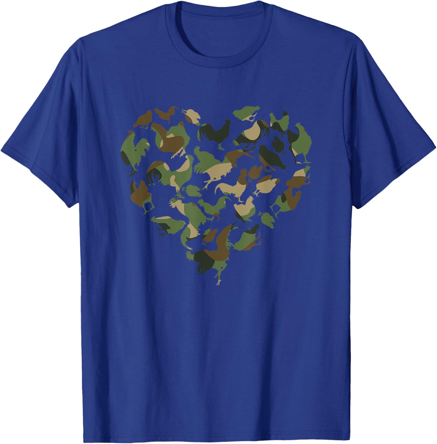 Camouflage Chicken Camo Chicken Whisperer Heartshape Heart T-Shirt - T-Shirt | Royal