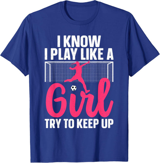 Funny Soccer Art Girls Soccer Player Soccer Lover T-Shirt - T-Shirt | Royal