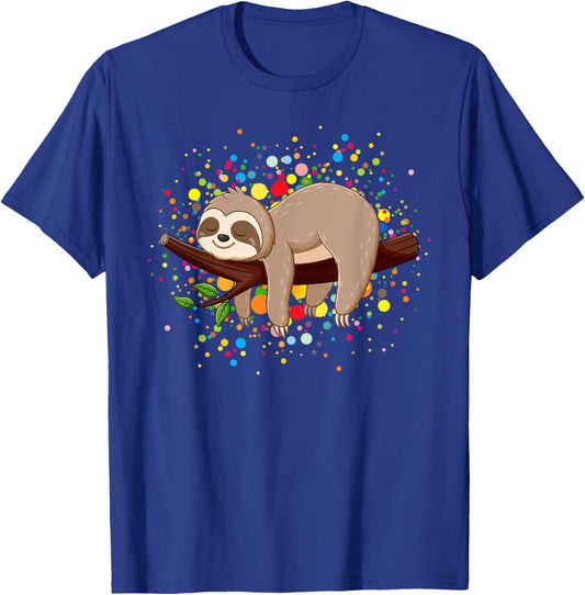 Funny Sloth Lovers Polka Dots Happy Dot Day Girls Boys Kids T-Shirt - T-Shirt | Royal