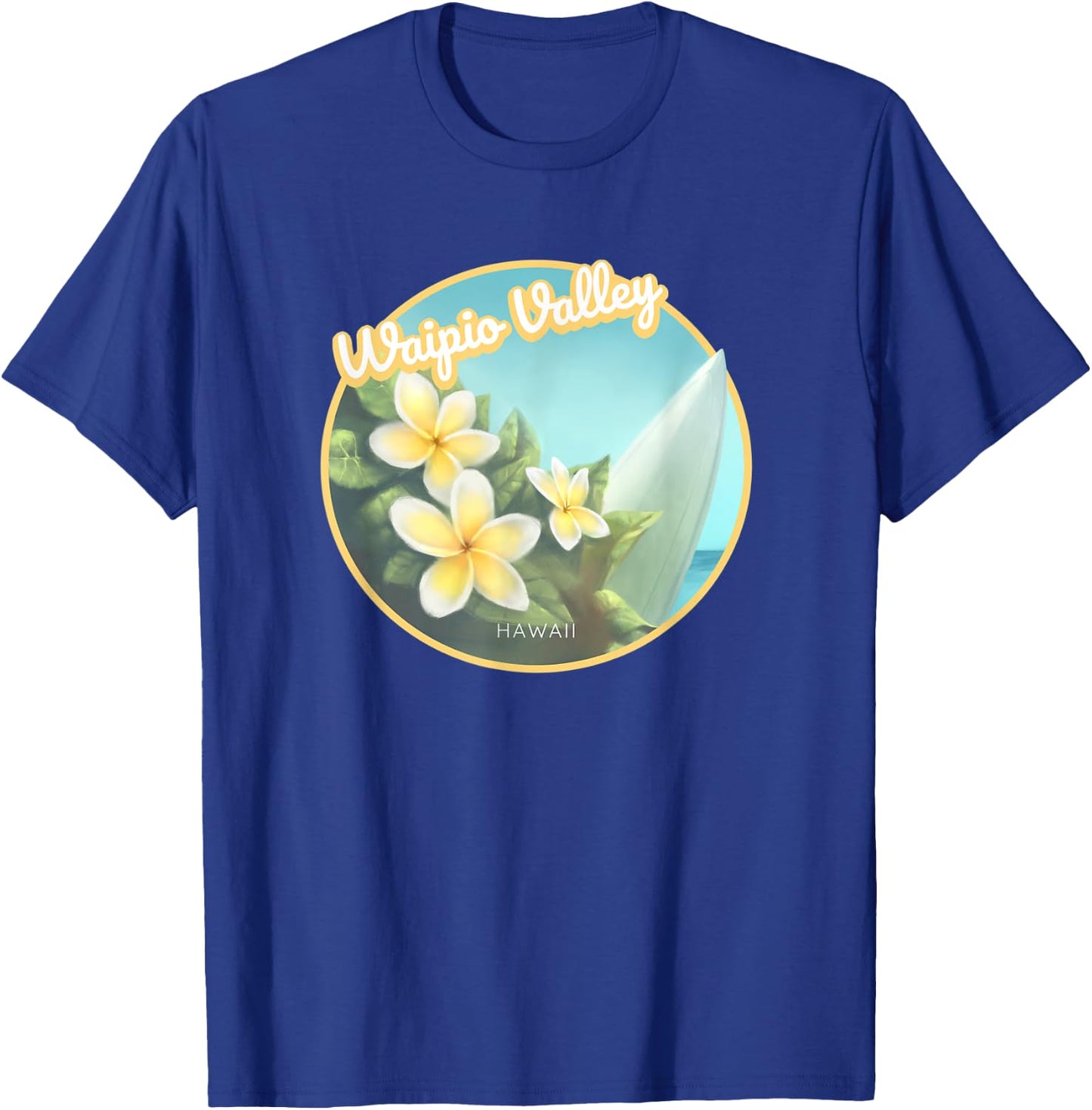 Waipio Valley Hawaii Flower Surfing T-Shirt - T-Shirt | Royal
