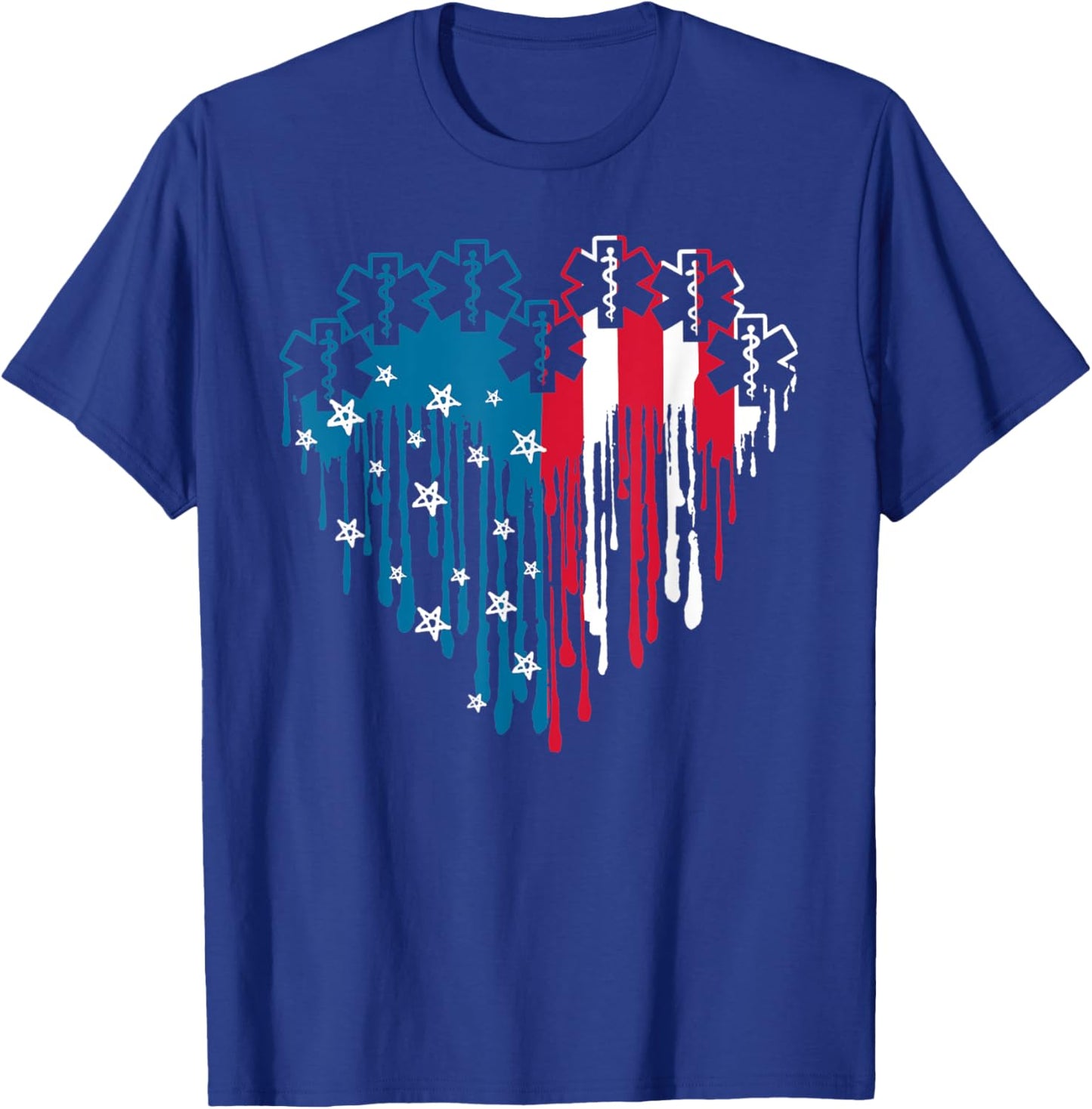 Funny Nurse Heart 4th Of July Nursing Lover American Flag T-Shirt - T-Shirt | Royal