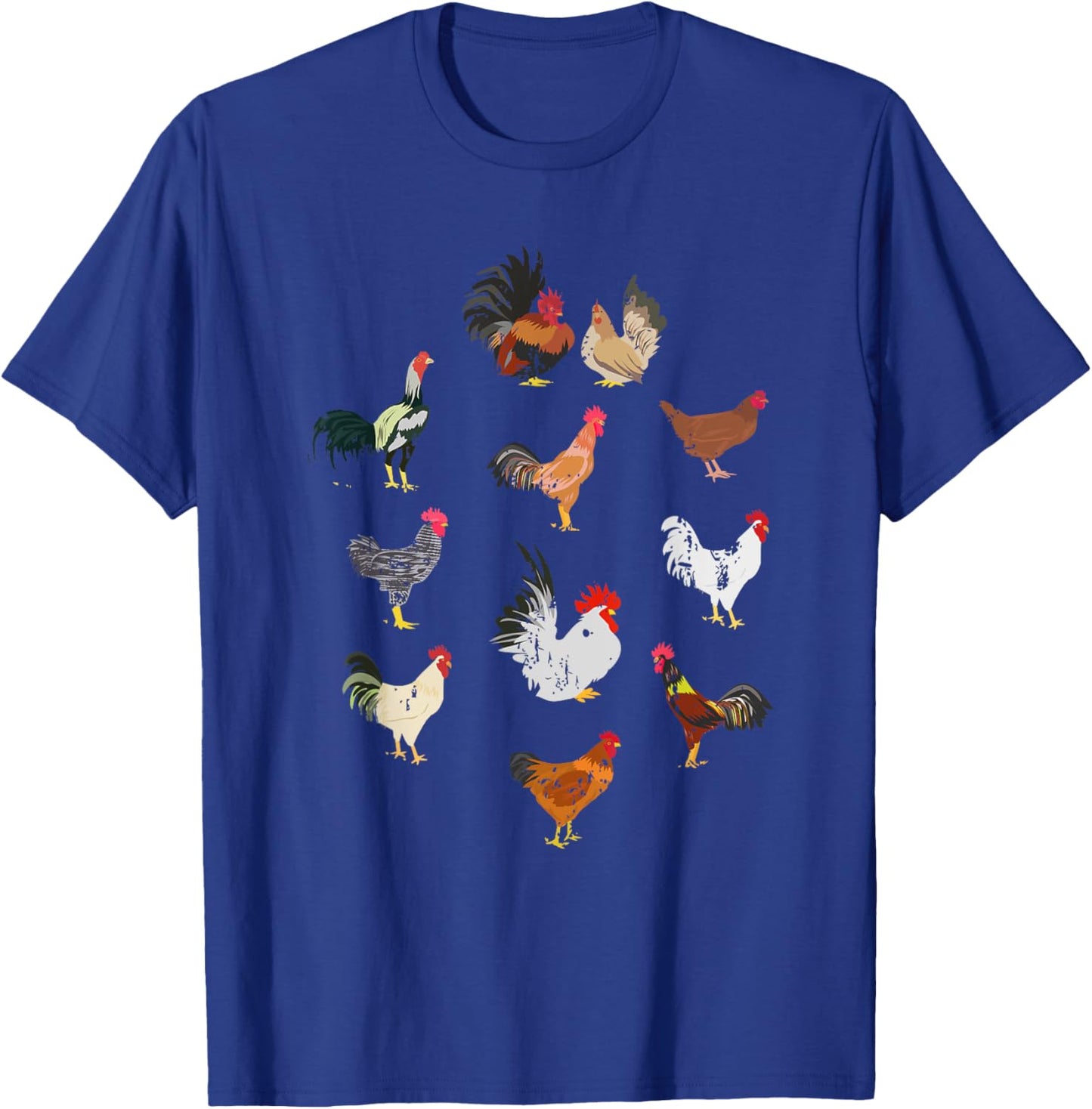 Vintage Chicken Breeds Farm Animals Day Support Farmer T-Shirt - T-Shirt | Royal