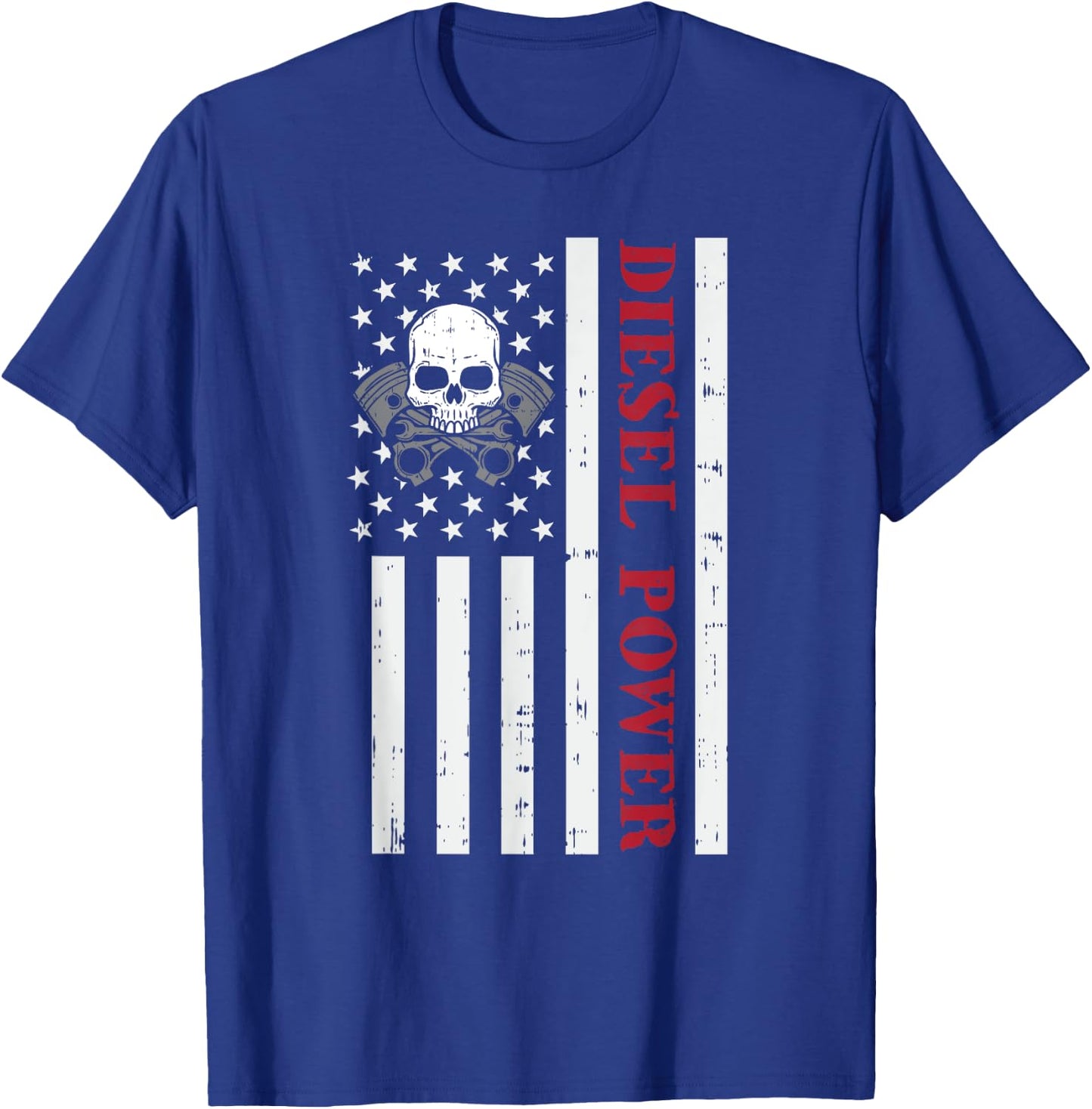 Funny Diesel Mechanic Motorcycle American Diesel Power Flag T-Shirt - T-Shirt | Royal