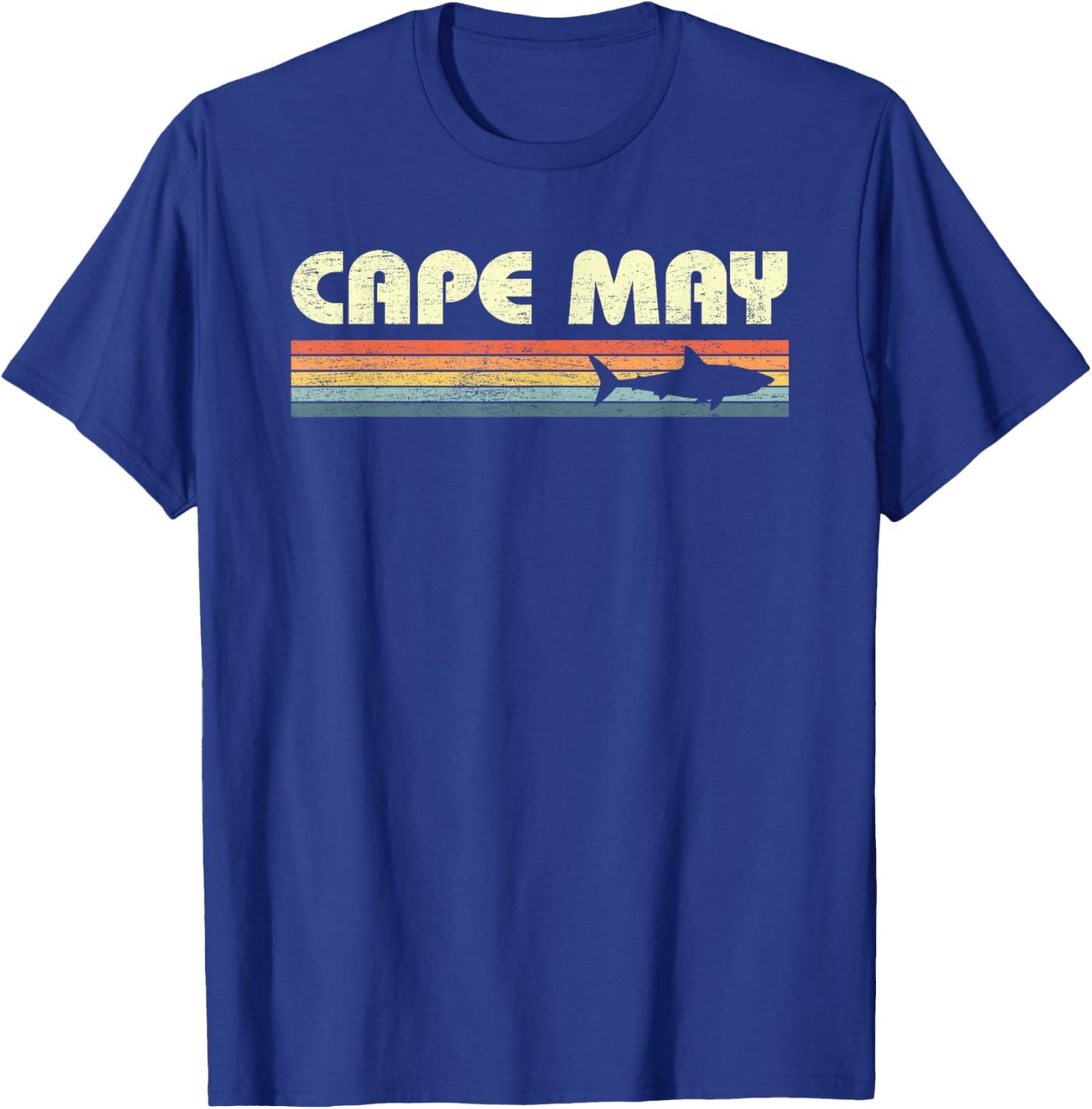 Cape May New Jersey Vintage Shark Souvenir T-Shirt - T-Shirt | Royal