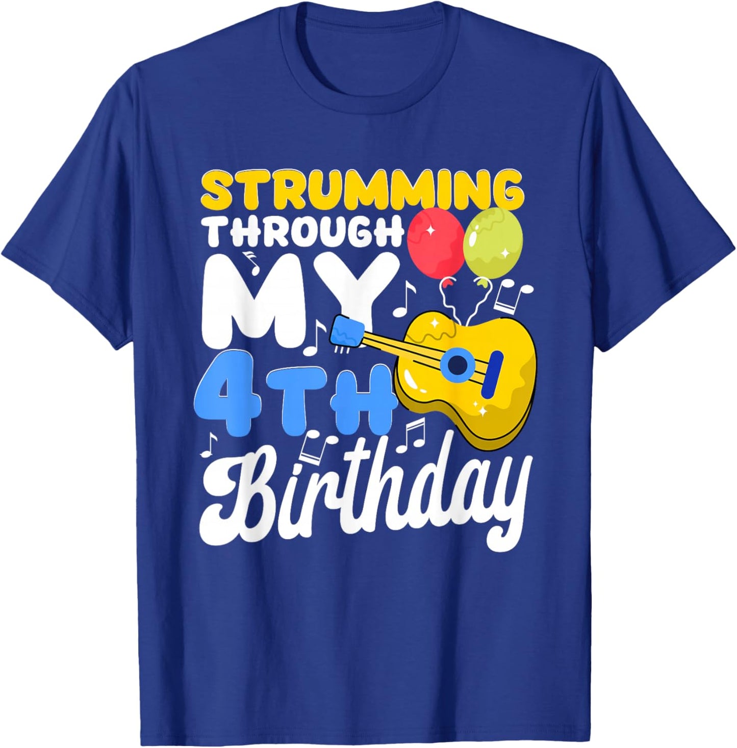 Musical Instrument Boys Girl Kids 4th Birthday Party T-Shirt - T-Shirt | Royal