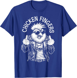 Grandio Design Introverted Intellectual Gifts Chicken Fingers Funny Adult Middle Finger Rude Rooster T-Shirt - T-Shirt | Royal