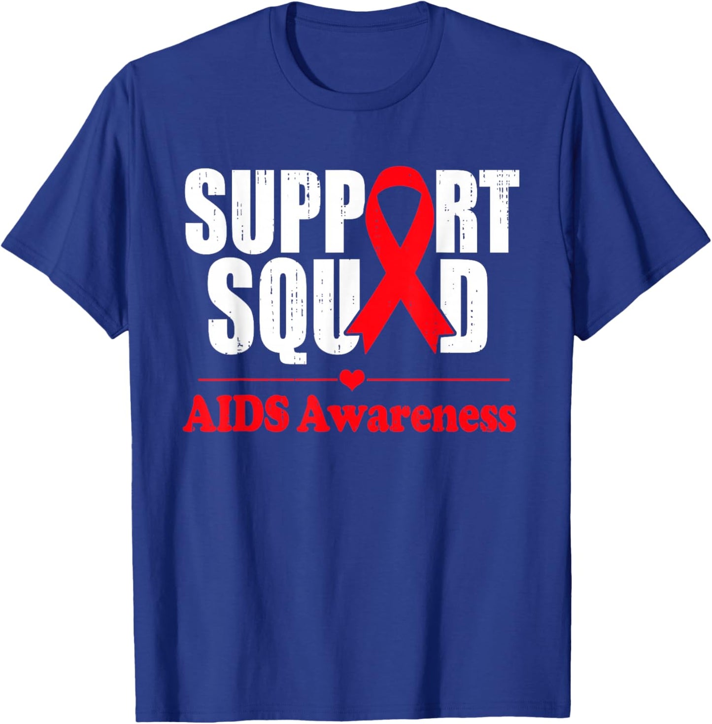 Aids Support Red Ribbon World Aids Day Hiv Aids Awareness T-Shirt - T-Shirt | Royal