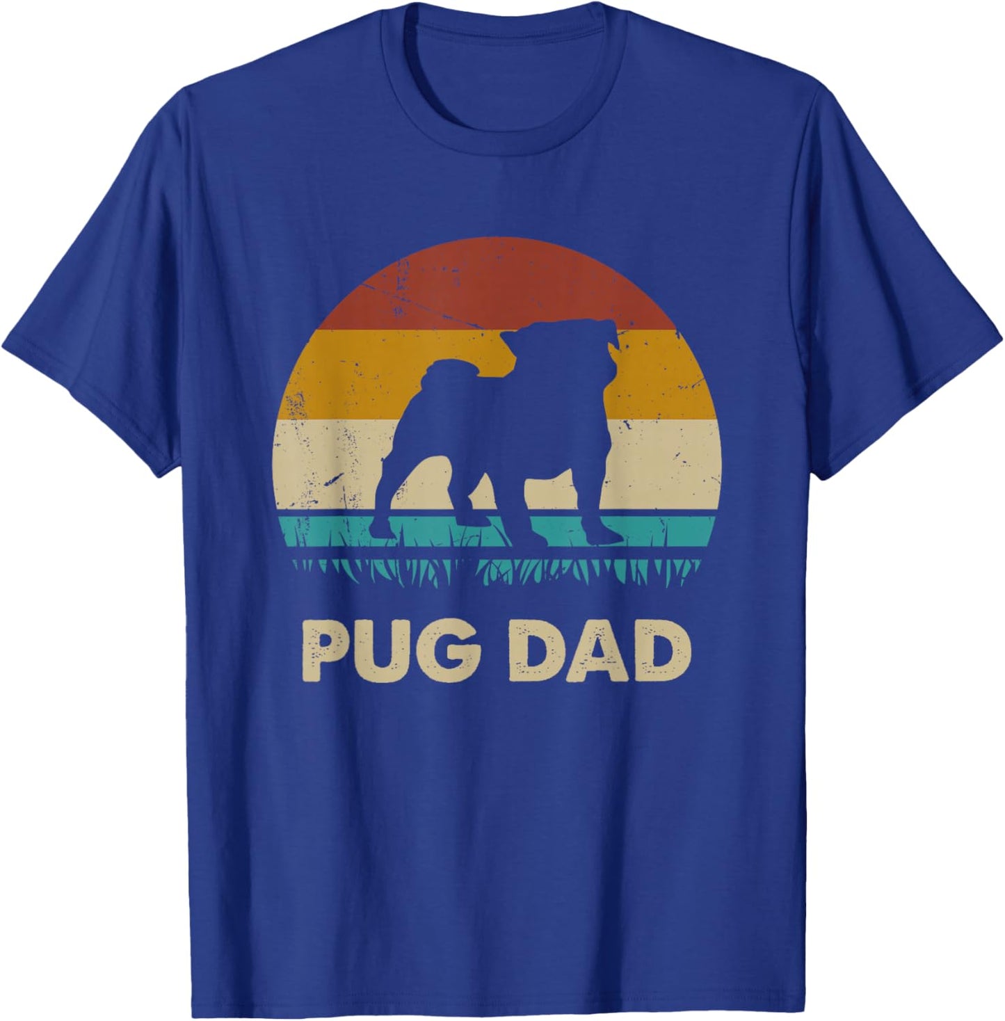 Pug Dad Pug Dog Lovers Vintage Gift Dad T-Shirt - T-Shirt | Royal