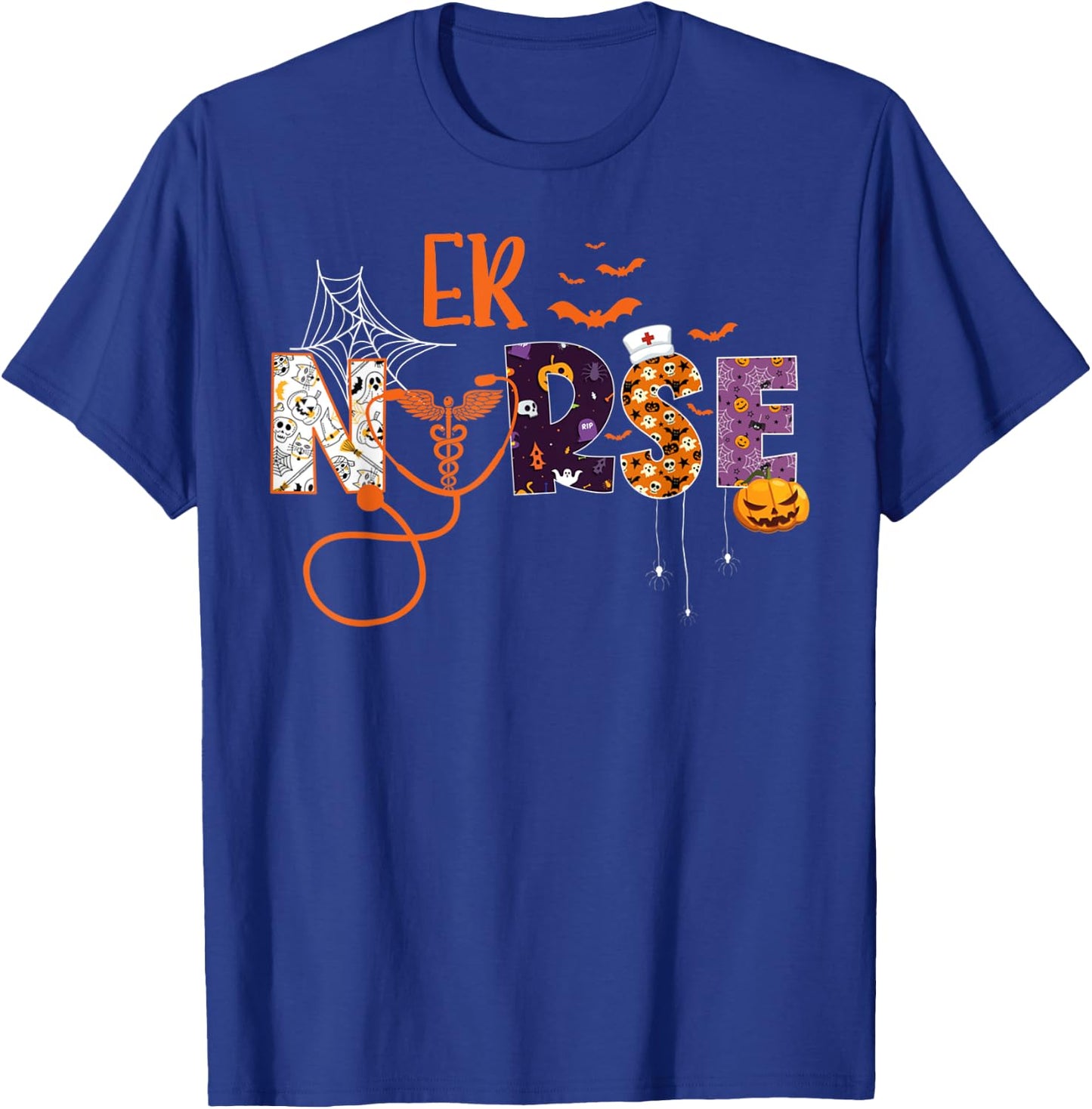 Emergency Nurse ER Nurse Halloween Spooky Season Nursing T-Shirt - T-Shirt | Royal
