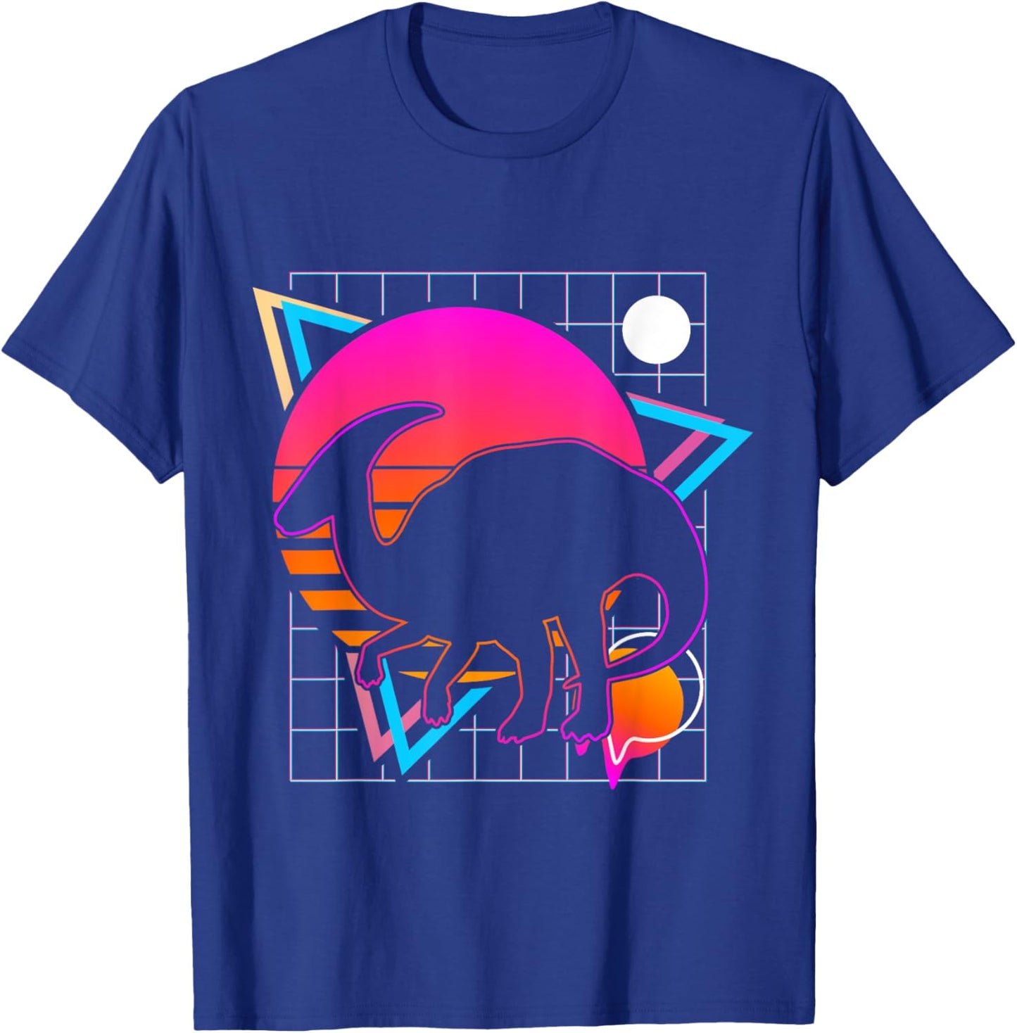 Parasaurolophus Retro 80s Style Vintage Dinosaur T-Shirt - T-Shirt | Royal