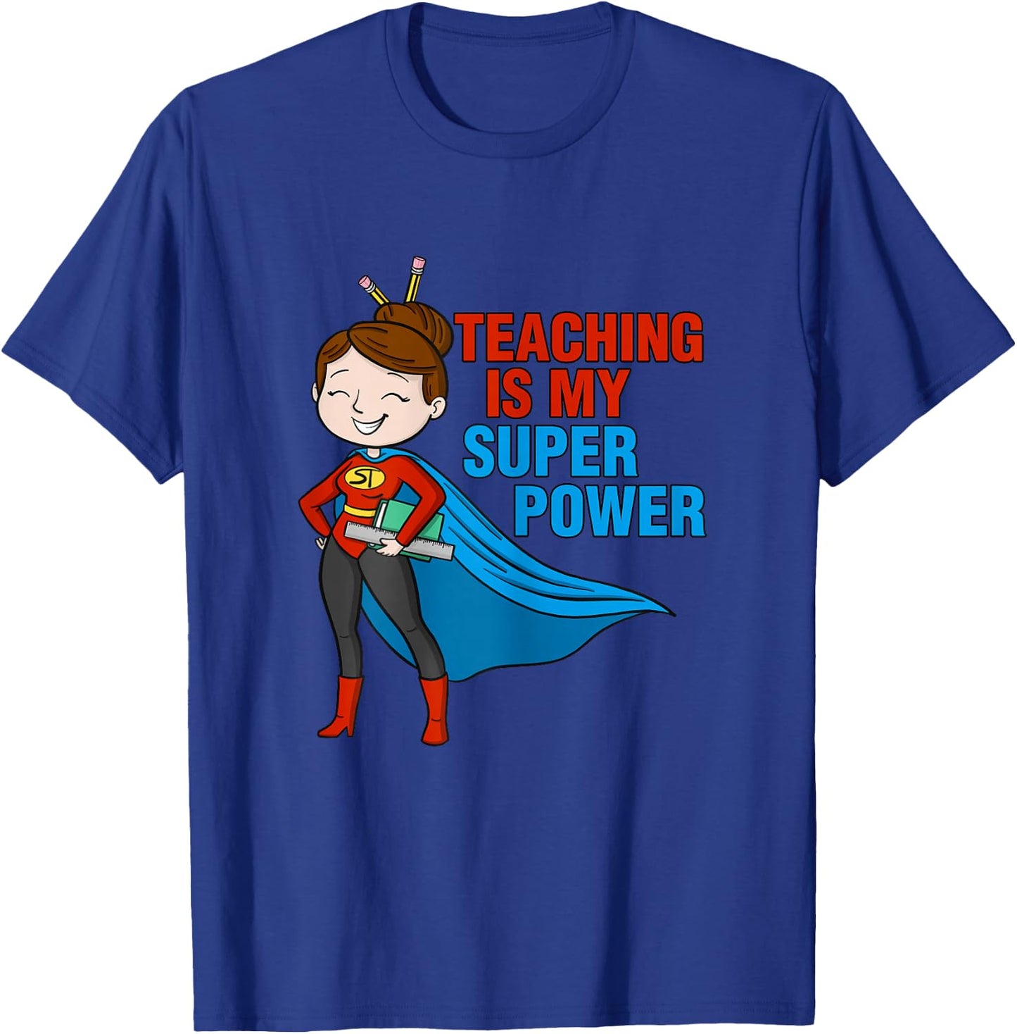 Kindergarten Teacher Teaching is my superpower school retro T-Shirt - T-Shirt | Royal