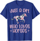 JUST A GIRL WHO LOVES HORSES cute horse in flower theme gift T-Shirt - T-Shirt | Royal