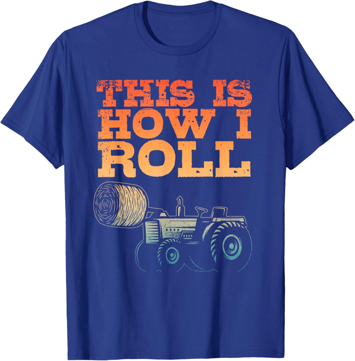 Farmer Art Women Tractor Farming Hay Bale Cow Farmer T-Shirt - T-Shirt | Royal