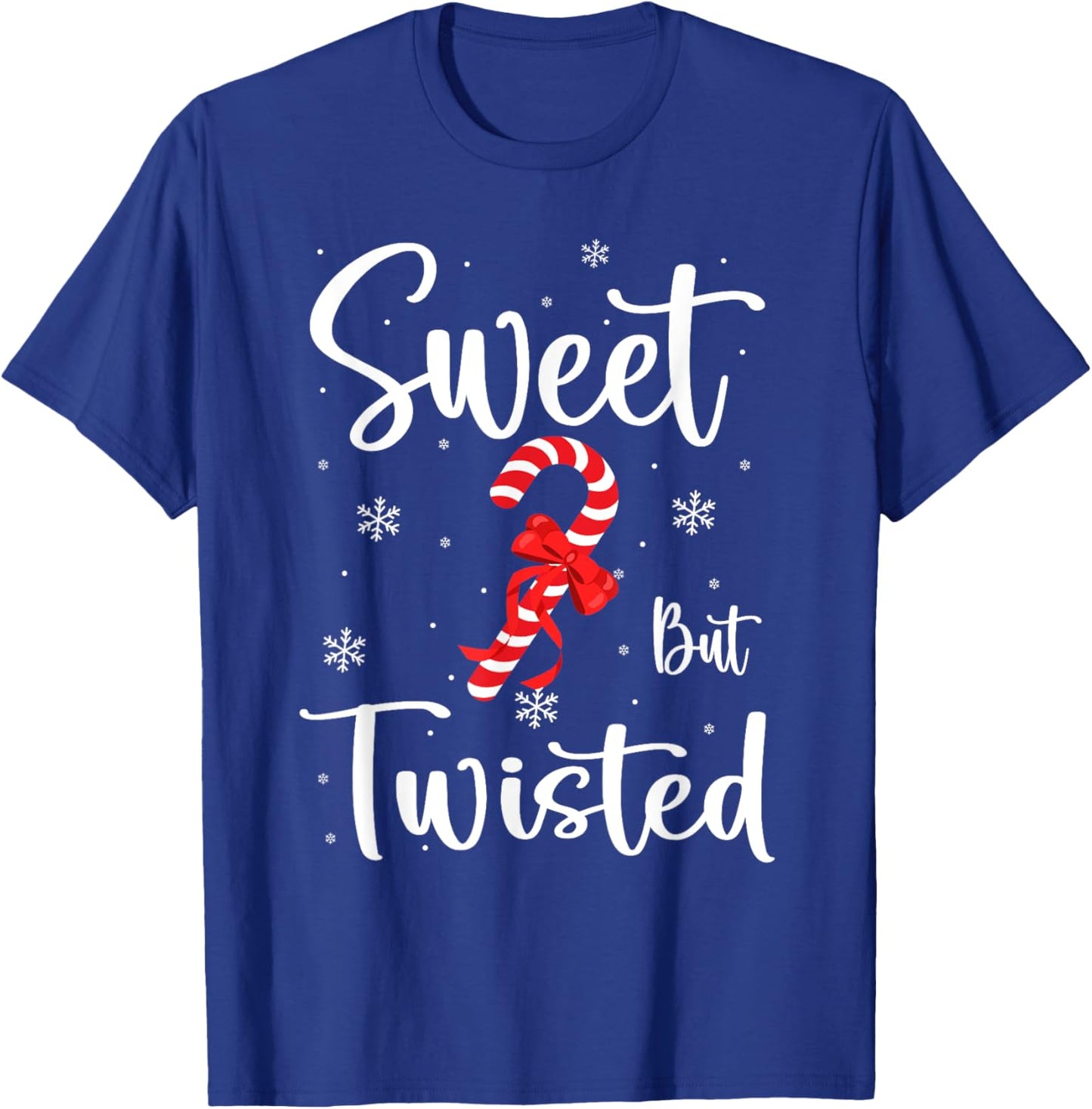 Sweet But Twisted Funny Christmas Candy Cane Xmas T-Shirt - T-Shirt | Royal