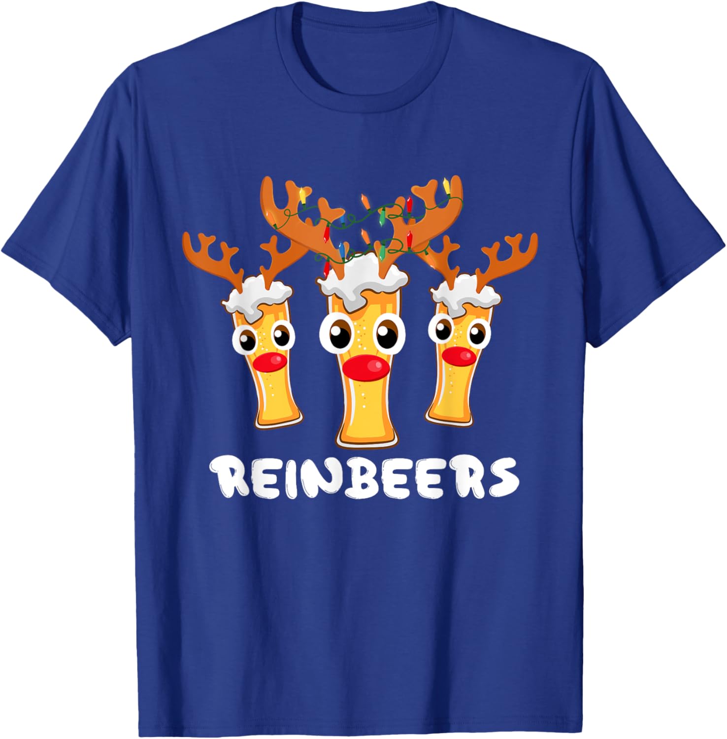Reinbeers Funny Reindeer Beer Christmas Drinking Xmas Pajama T-Shirt - T-Shirt | Royal