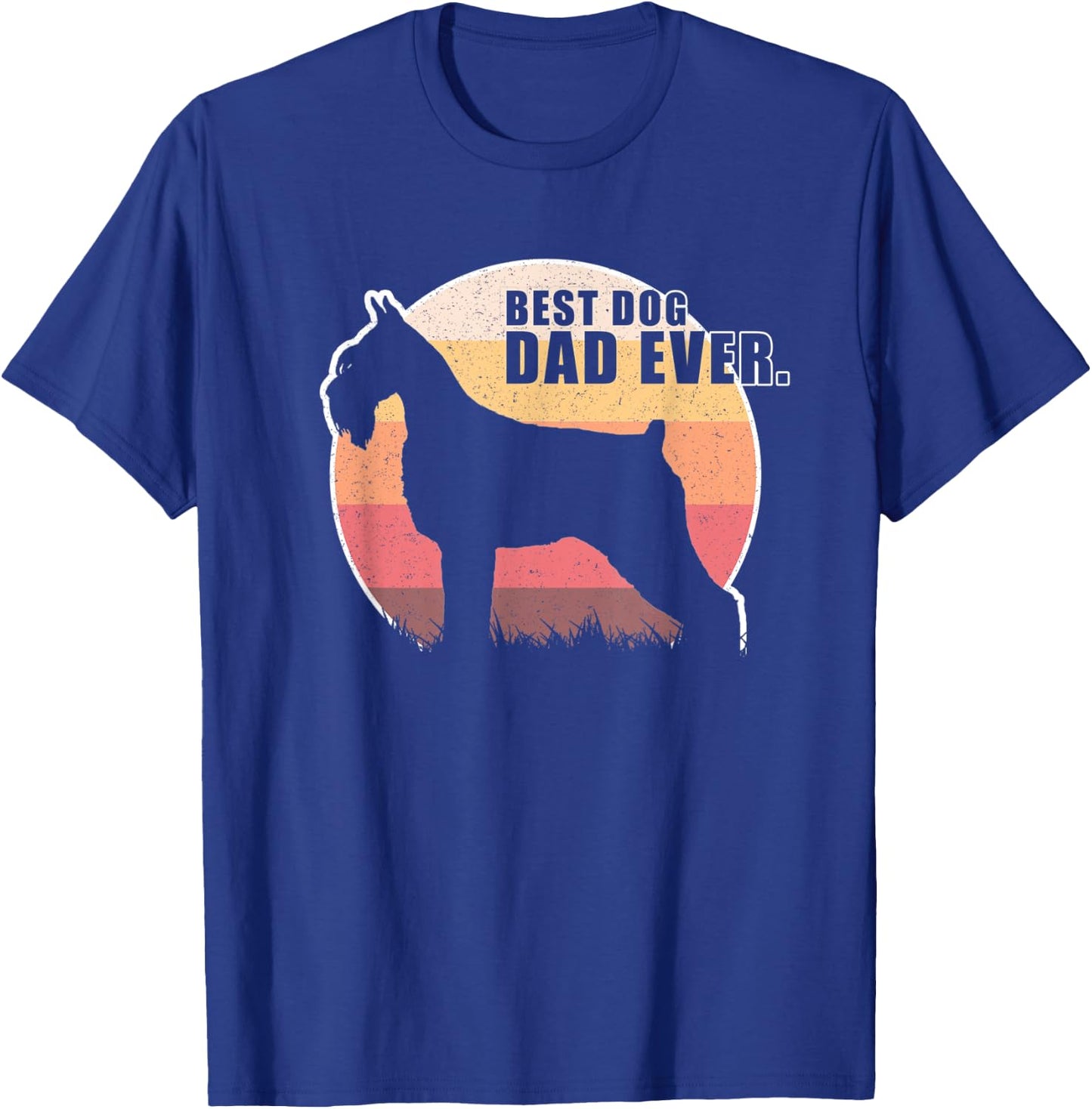 Vintage Retro Best Dog Dad Ever Standard Schnauzer T shirts Men Women Kids T-Shirt - T-Shirt | Royal