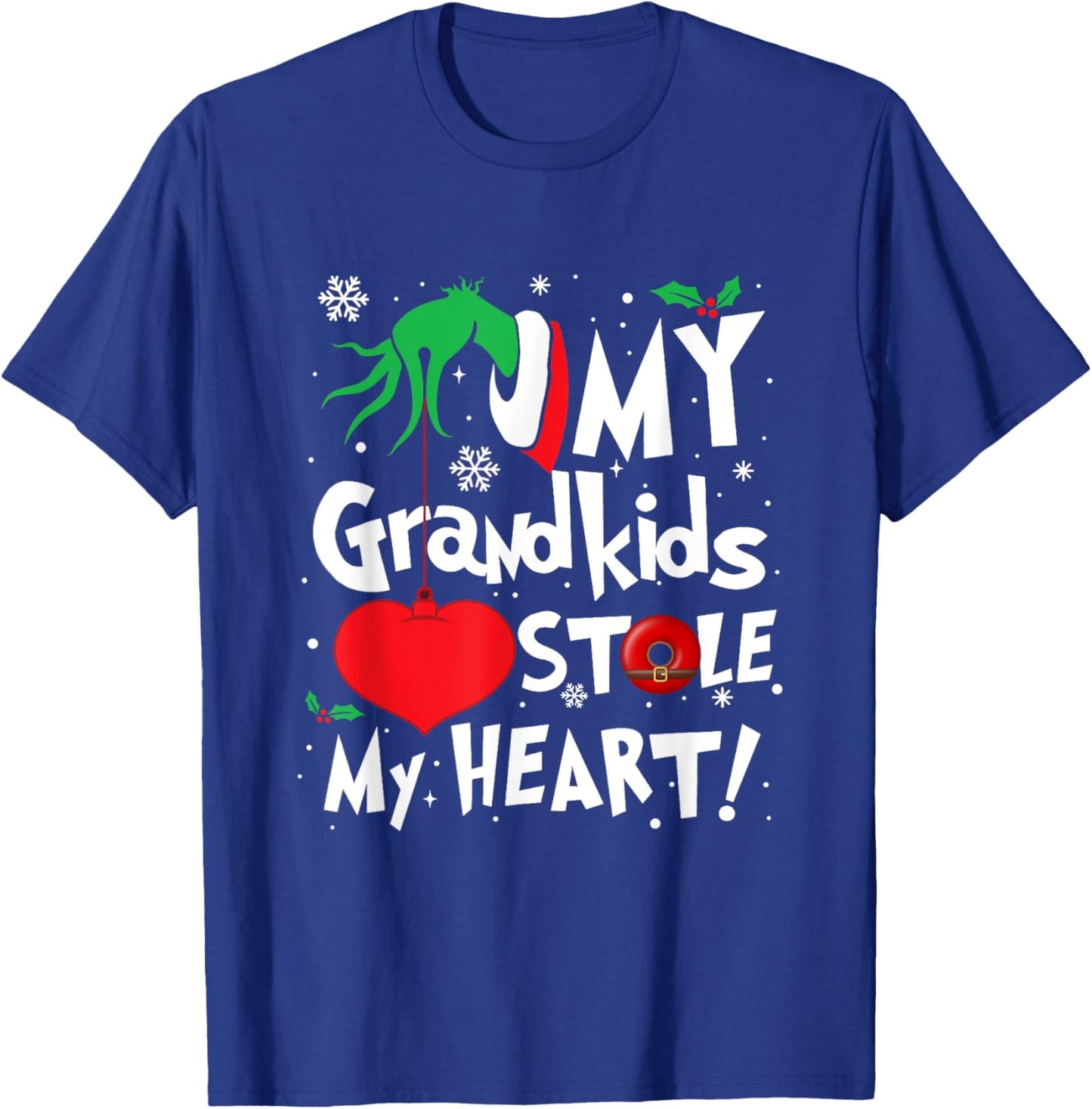 My Grandkids Stole My Heart Funny Christmas Vintage Xmas T-Shirt - T-Shirt | Royal