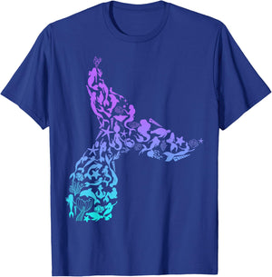 Girls Whale Mermaid Tail Fantasy Design Sea Ocean Themed T-Shirt - T-Shirt | Royal