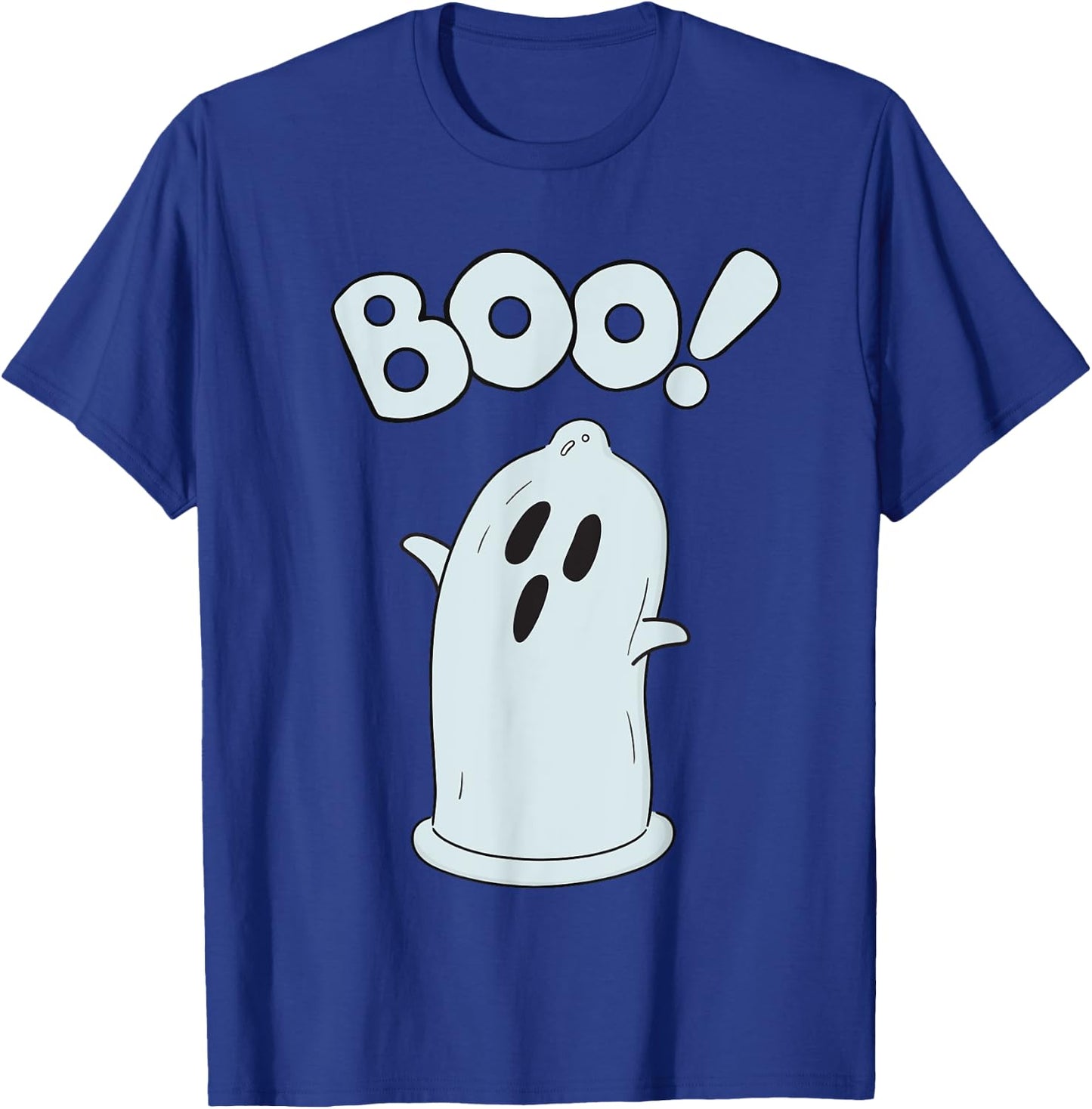 Halloween Condom Boo Ghost Spooky Ghost Face Easy Costume T-Shirt - T-Shirt | Royal