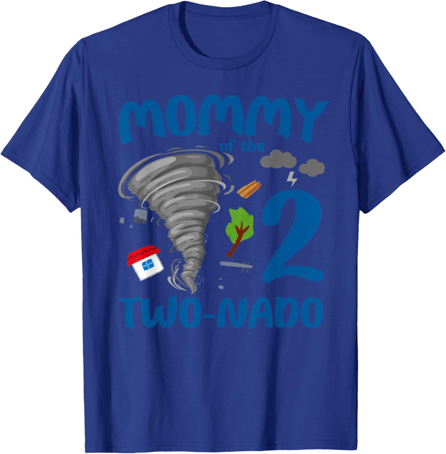Mommy of the Two-nado Tornado Themed 2nd Birthday Boy Party T-Shirt - T-Shirt | Royal