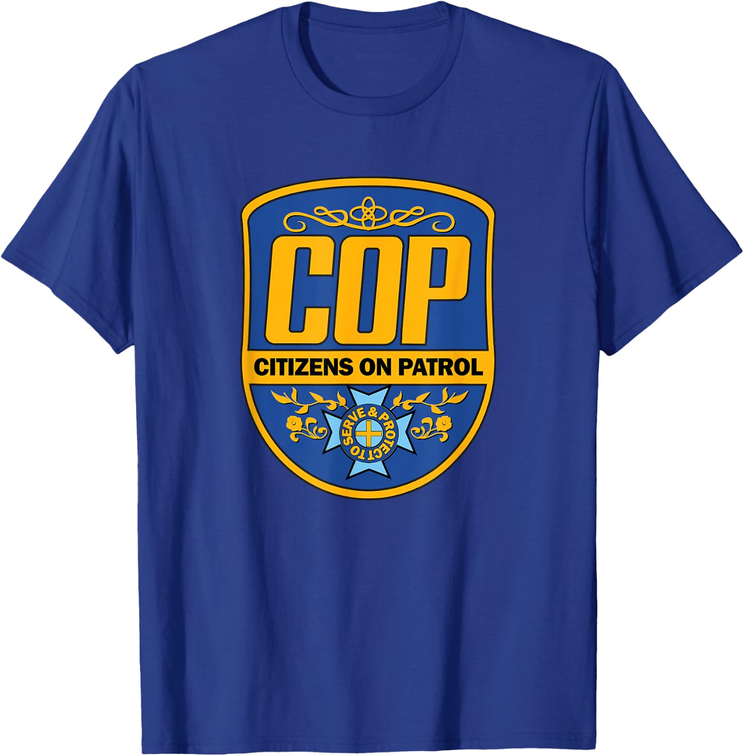 COP - Citizens On Patrol - classic logo police parody design T-Shirt - T-Shirt | Royal