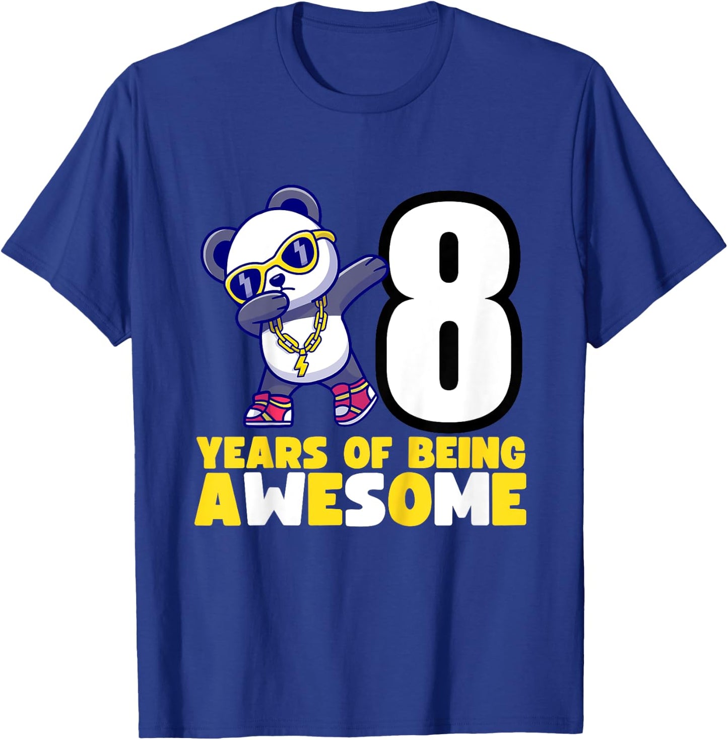 Kids Dabbing Panda Bear Birthday Party - 8 Years of Awesome T-Shirt - T-Shirt | Royal