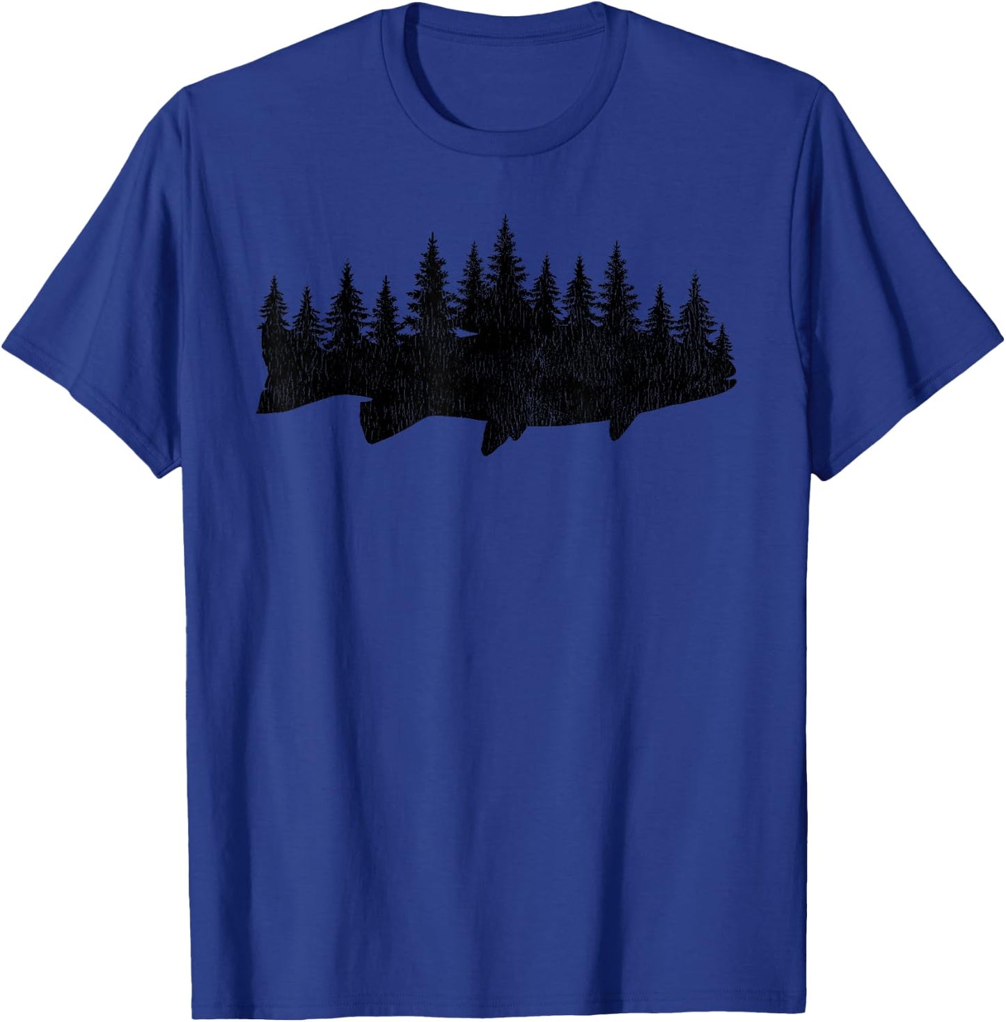 Steelhead Fishing - Forest Treeline Trout Fisherman T-Shirt - T-Shirt | Royal
