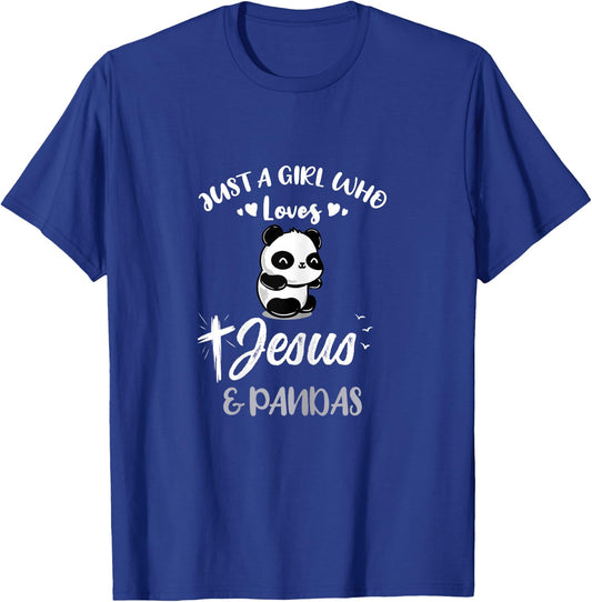 Just A Girl Who Loves Jesus And Pandas T-Shirt - T-Shirt | Royal